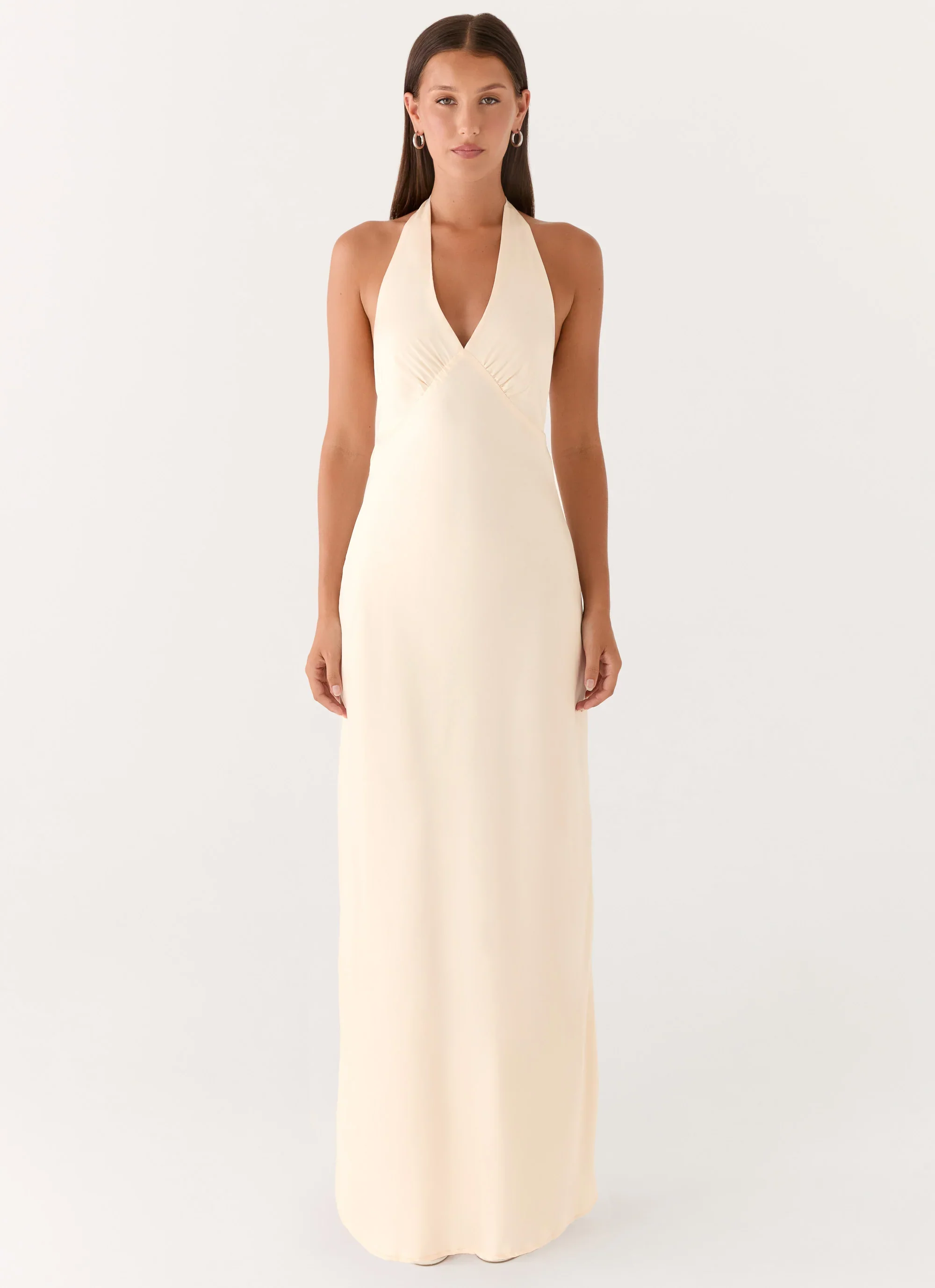 Heavy Hearted Satin Maxi Dress - Pearl - luluinthesky