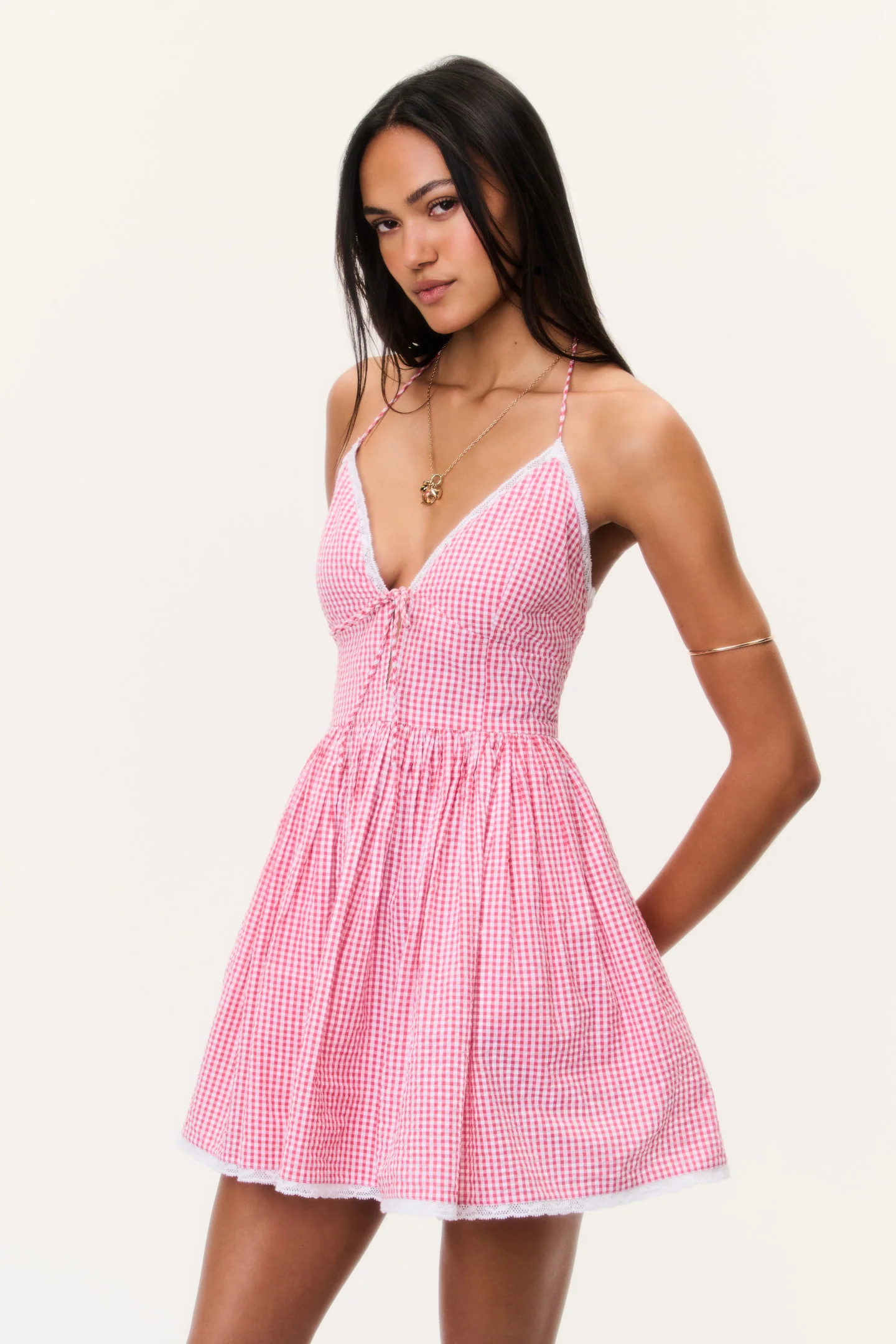Khloe Cotton Gingham Mini Dress