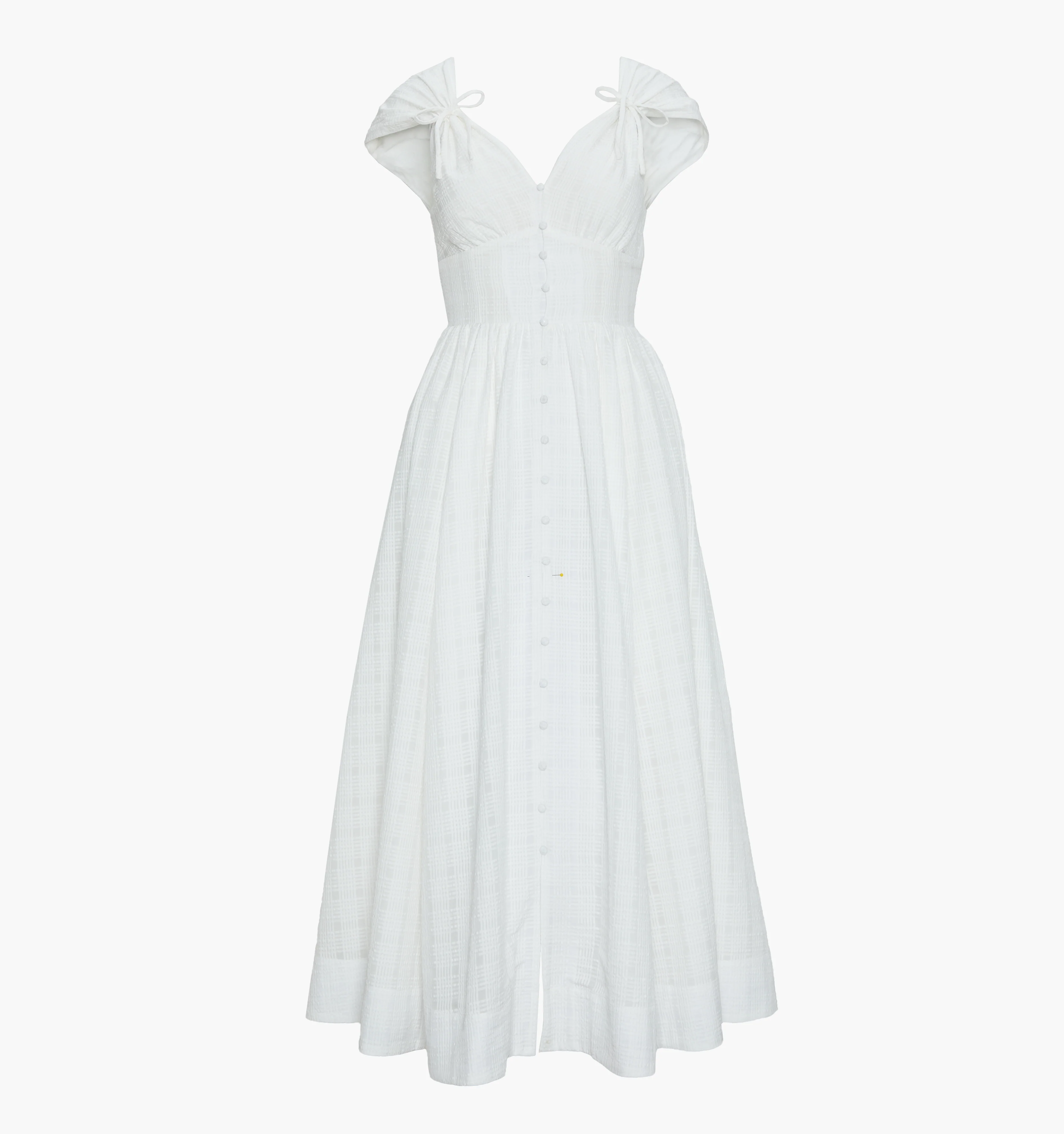 The Lucille Dress - White Crinkle Check