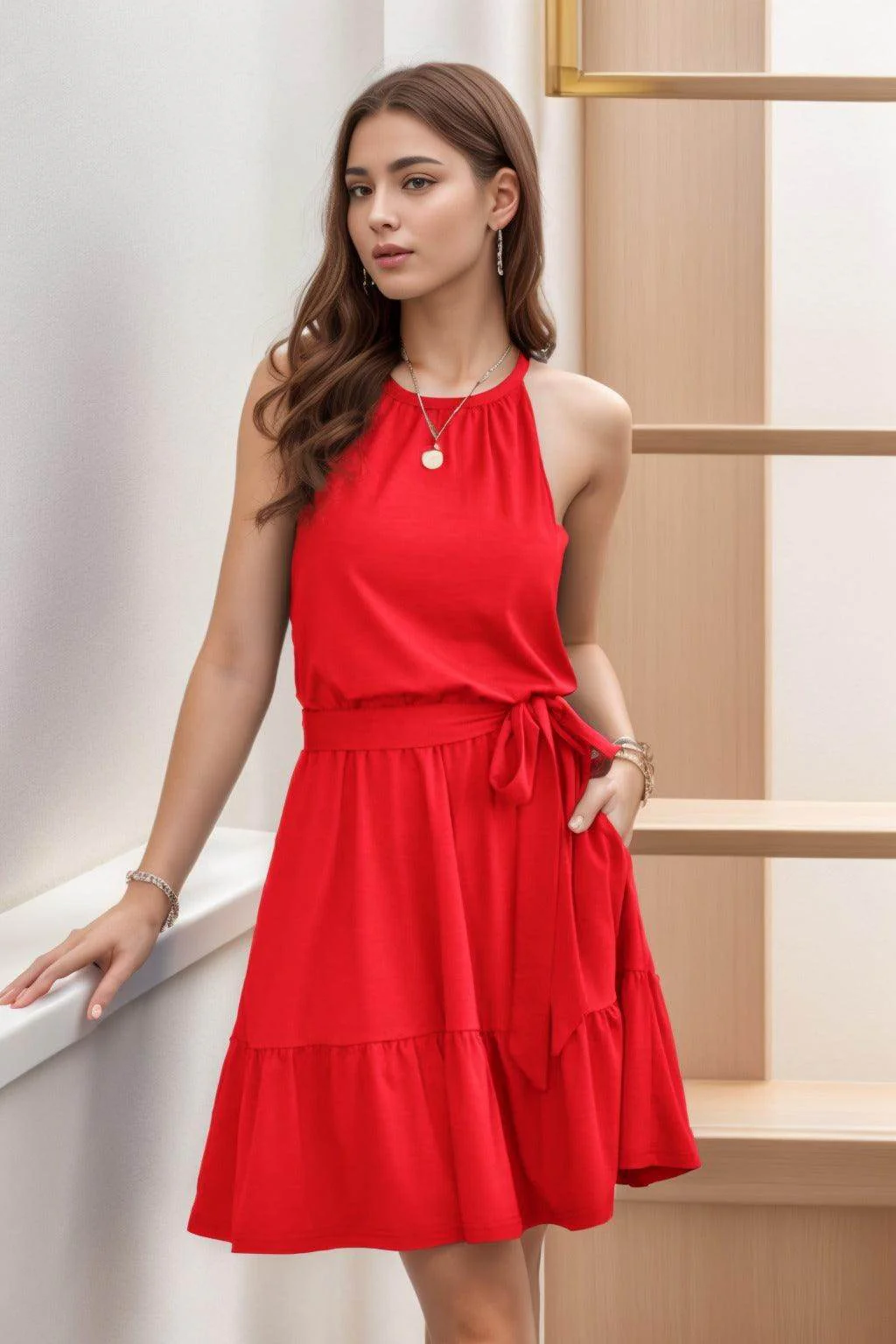 A-Line Knee Length Silk-Like Graduation Dresses CS0552