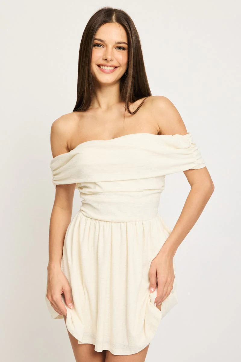 White Off Shoulder Mini Dress