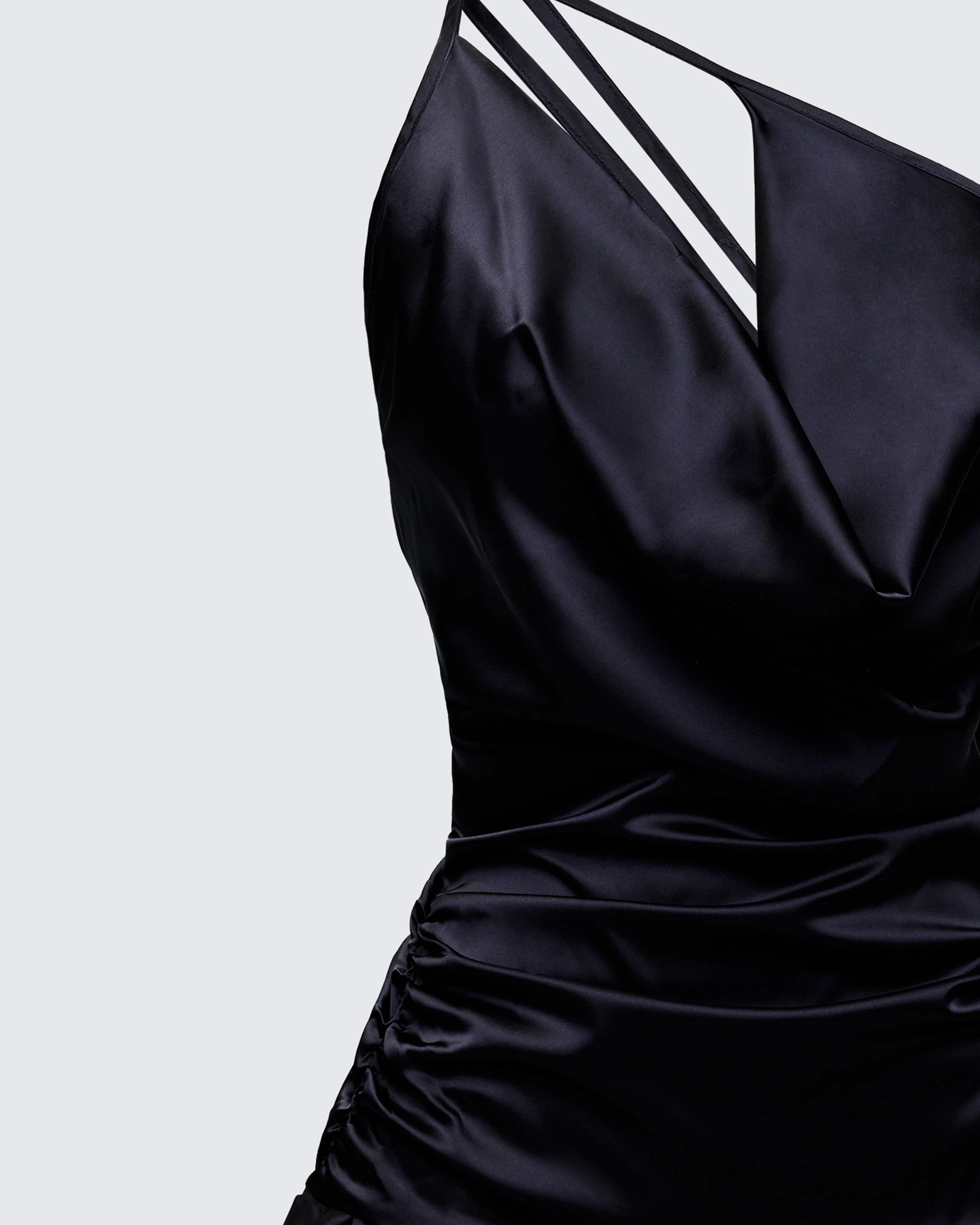 Candelaria Black Asymmetric Ruffle Mini Dress