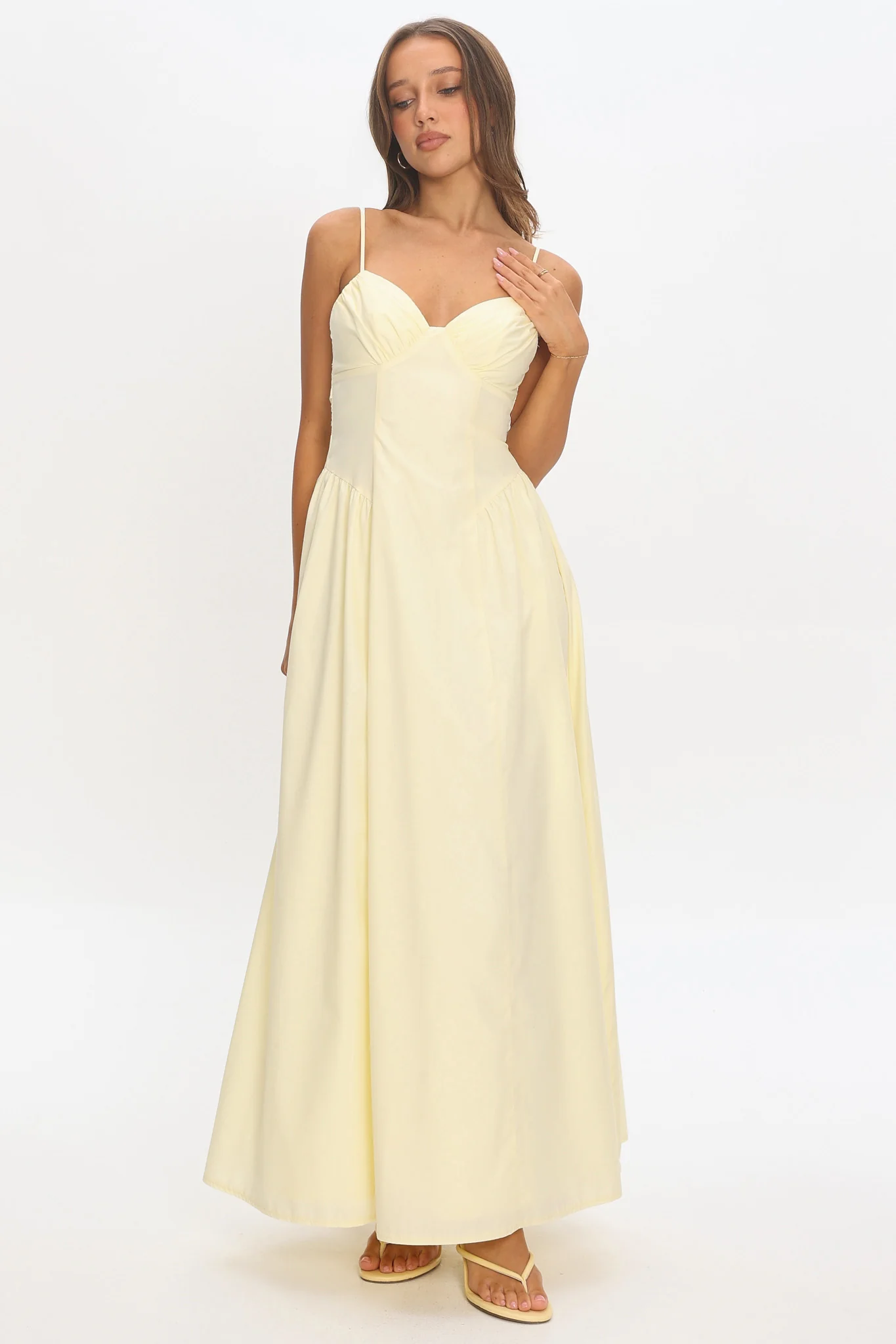 Honeymoon Avenue Twist Maxi Dress Butter Yellow