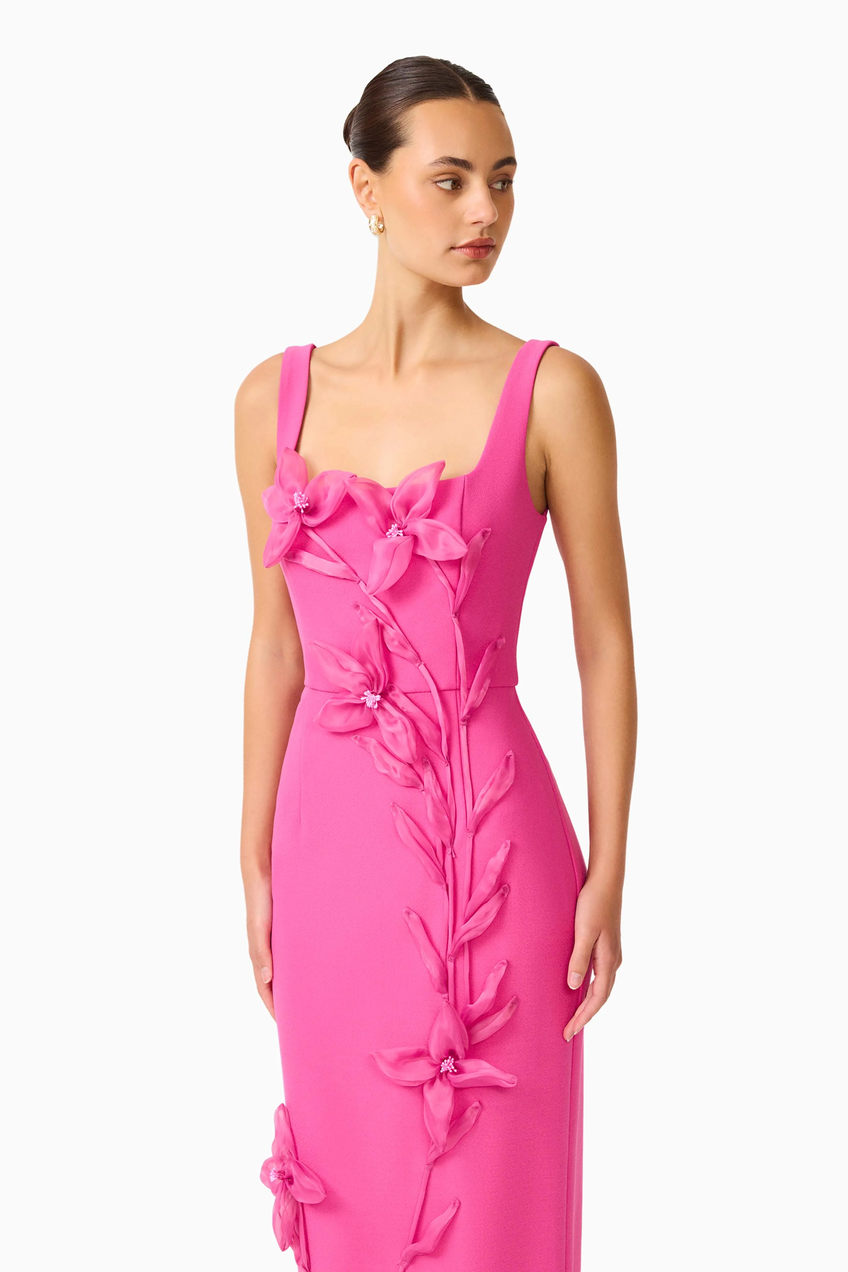 Ilaria Floral Midi Dress in Pink