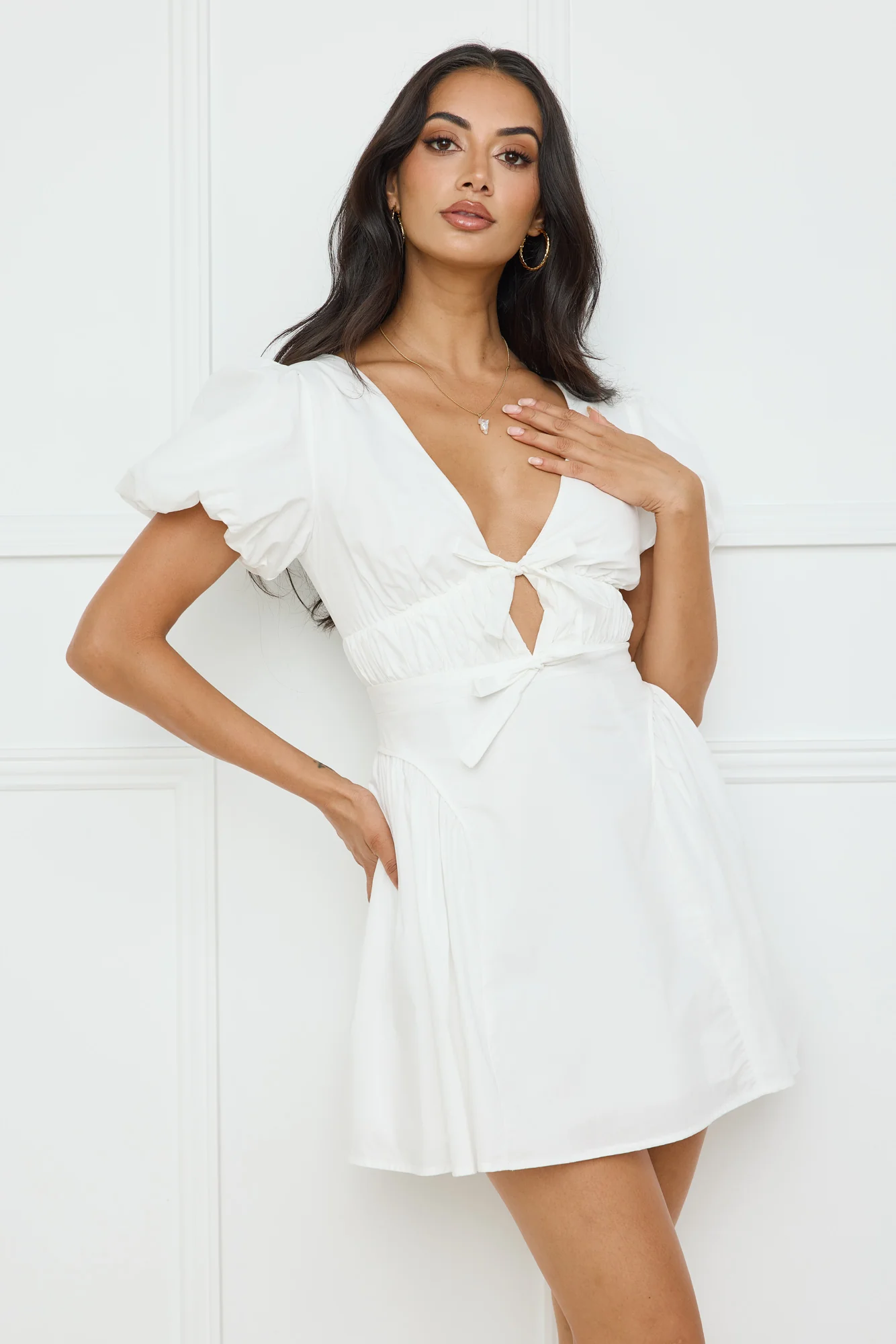 Golden Hour Muse Mini Dress White - luluinthesky