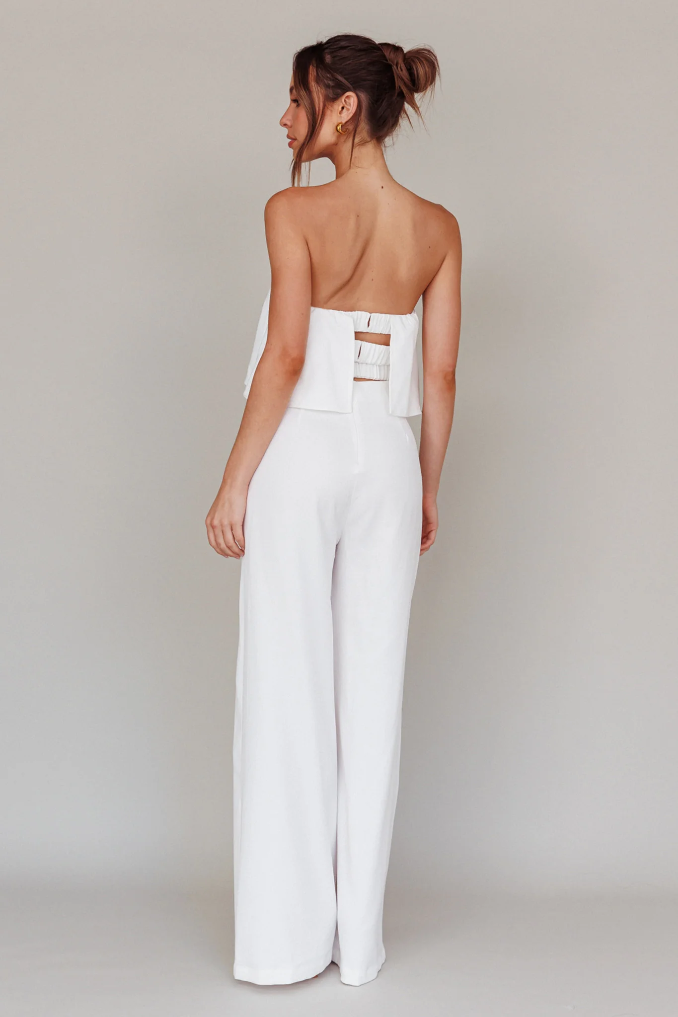 Butterfly Kiss Strapless Jumpsuit Off White