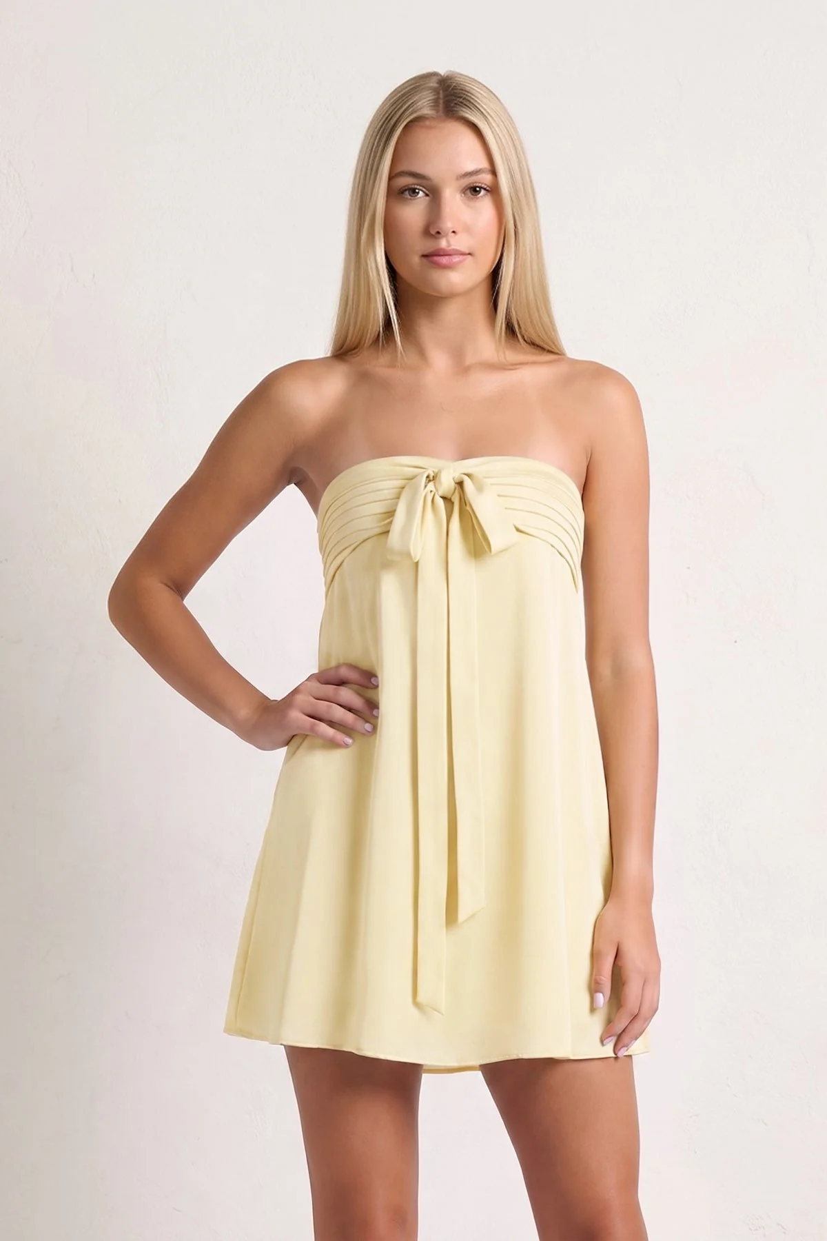 Sky Blue Strapless A-Line Satin Homecoming Dress with Ribbon