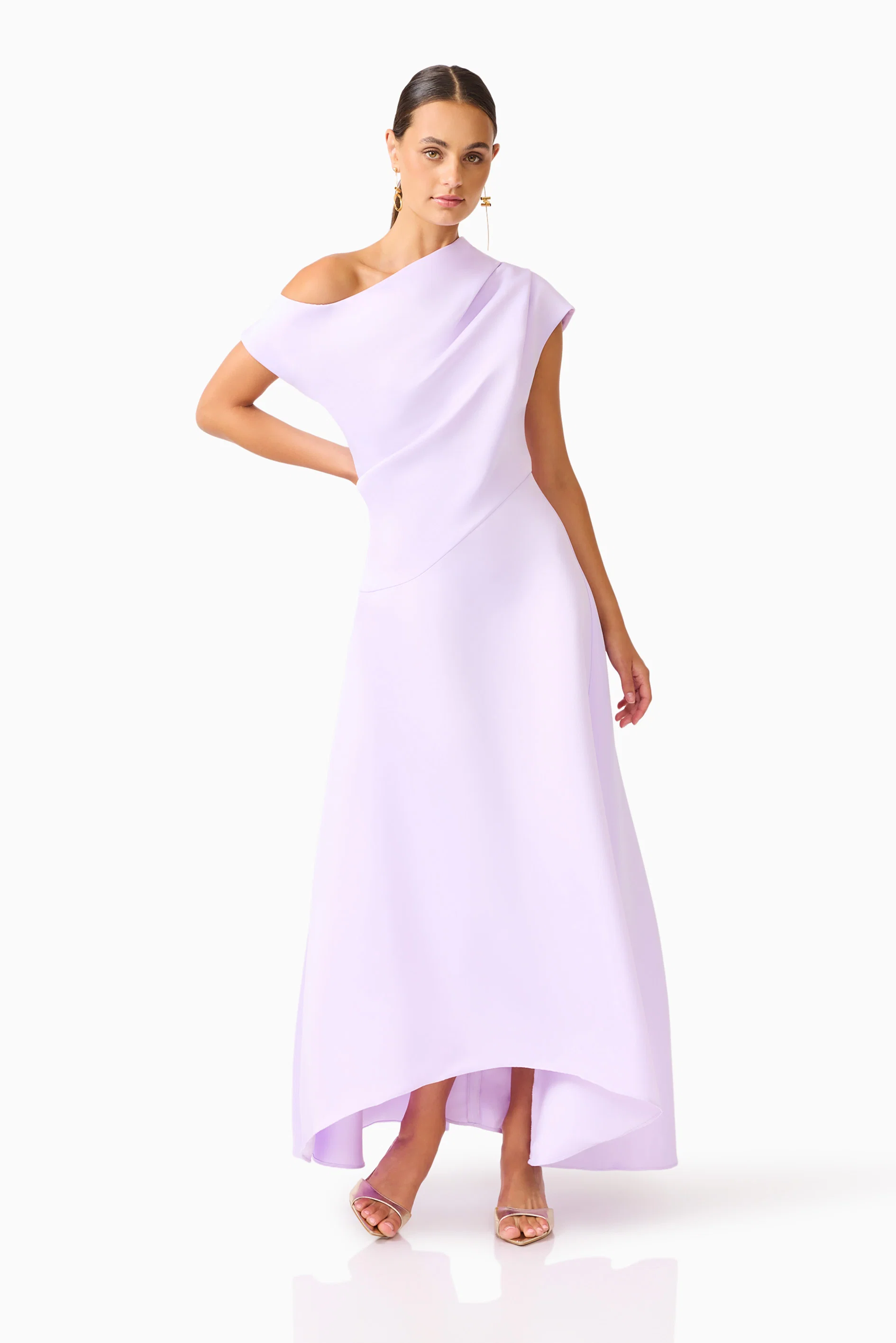 Marissa One Shoulder Gown in Purple