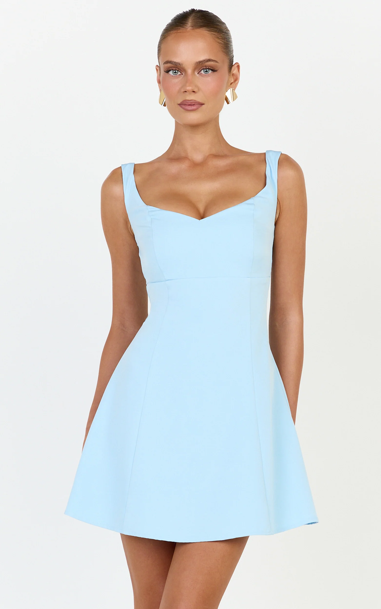 Jayce Mini Dress - Off The Shoulder A Line Dress in Blue