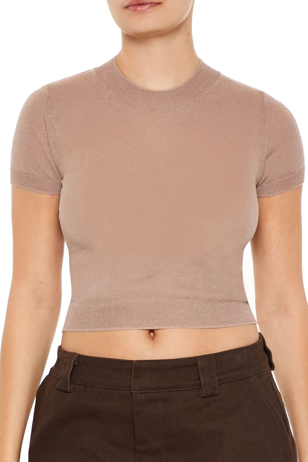 Cropped Sweater-Knit Tee