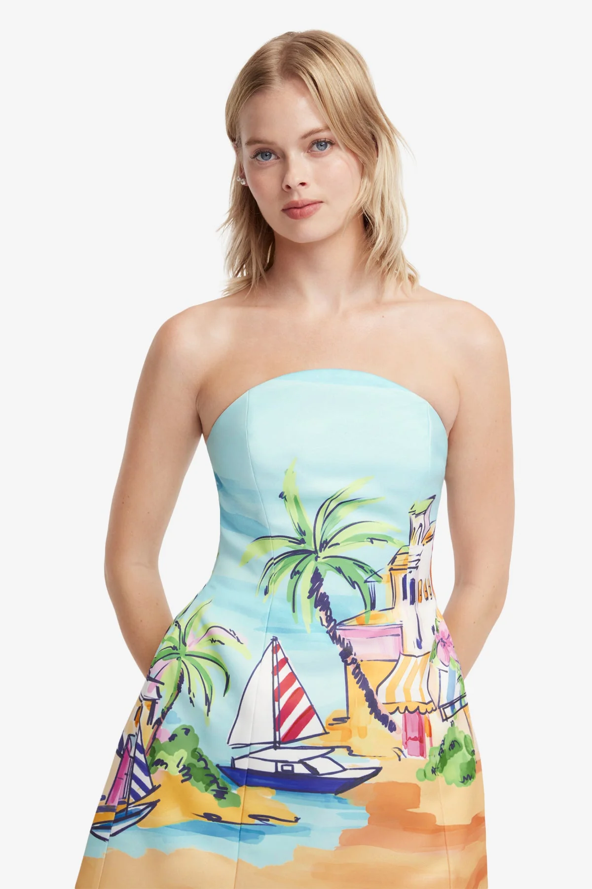 Zaria Bustier Mini Dress - Voyage Print