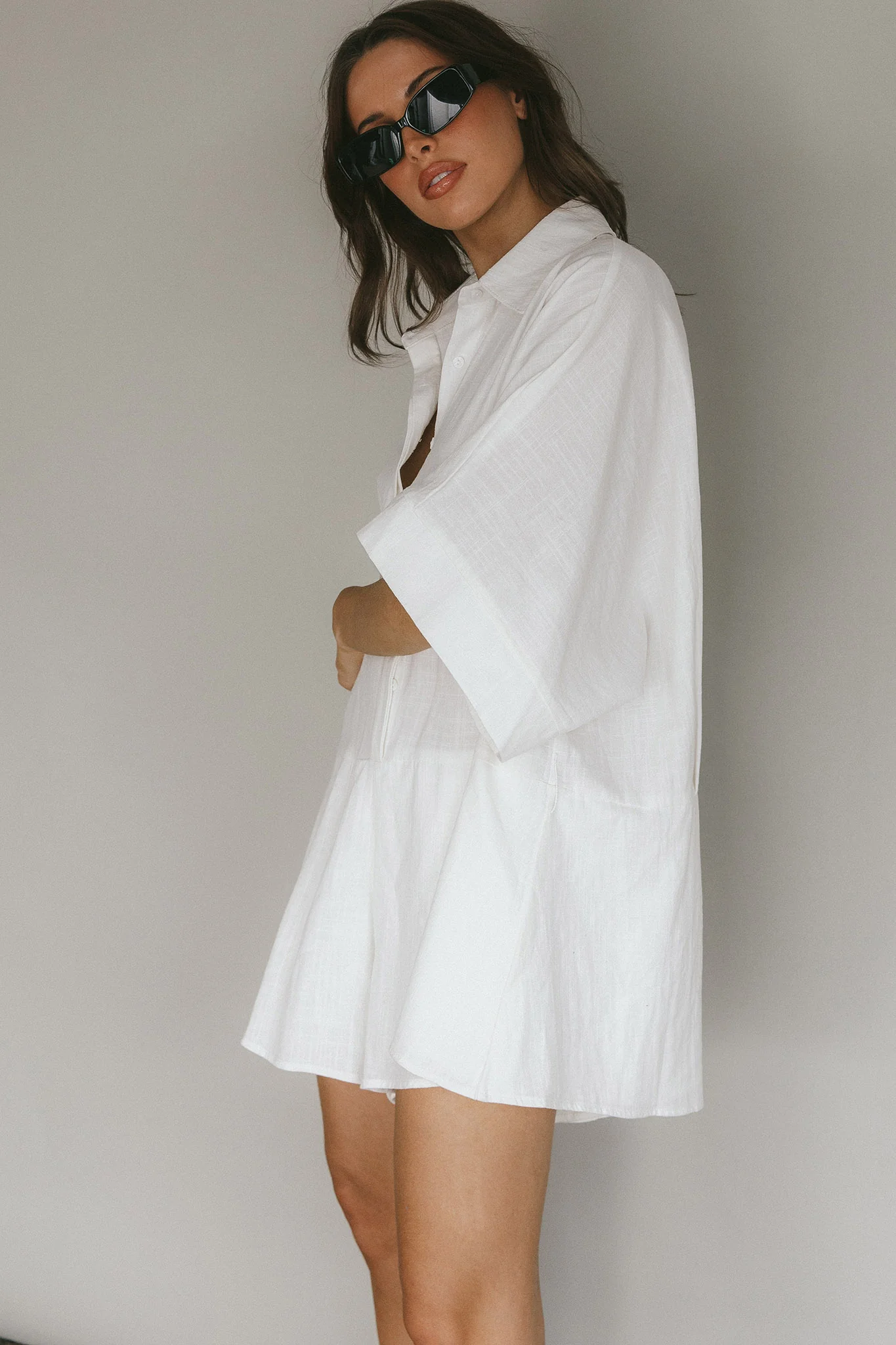 Daytona Beach Button-Up Romper White