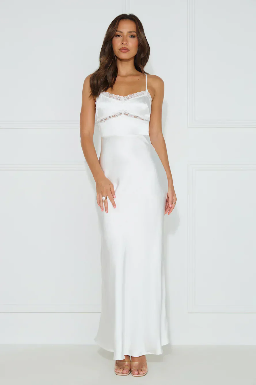 Nobody But You Satin Maxi Dress White - luluinthesky