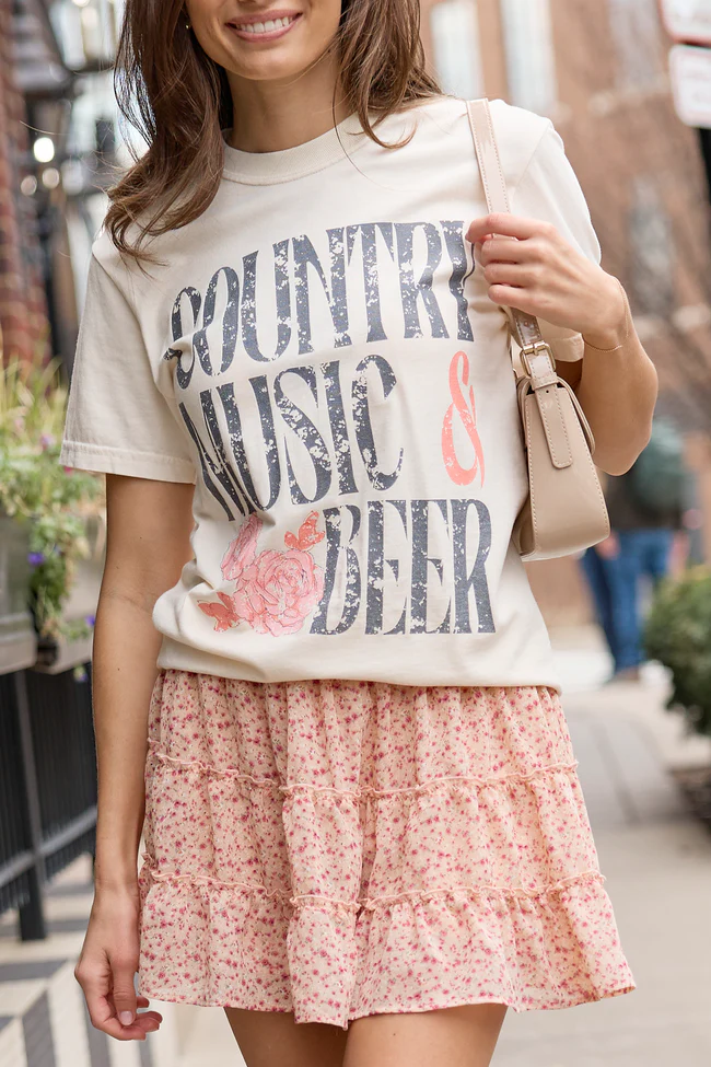Country Music & Beer Ivory Graphic Tee