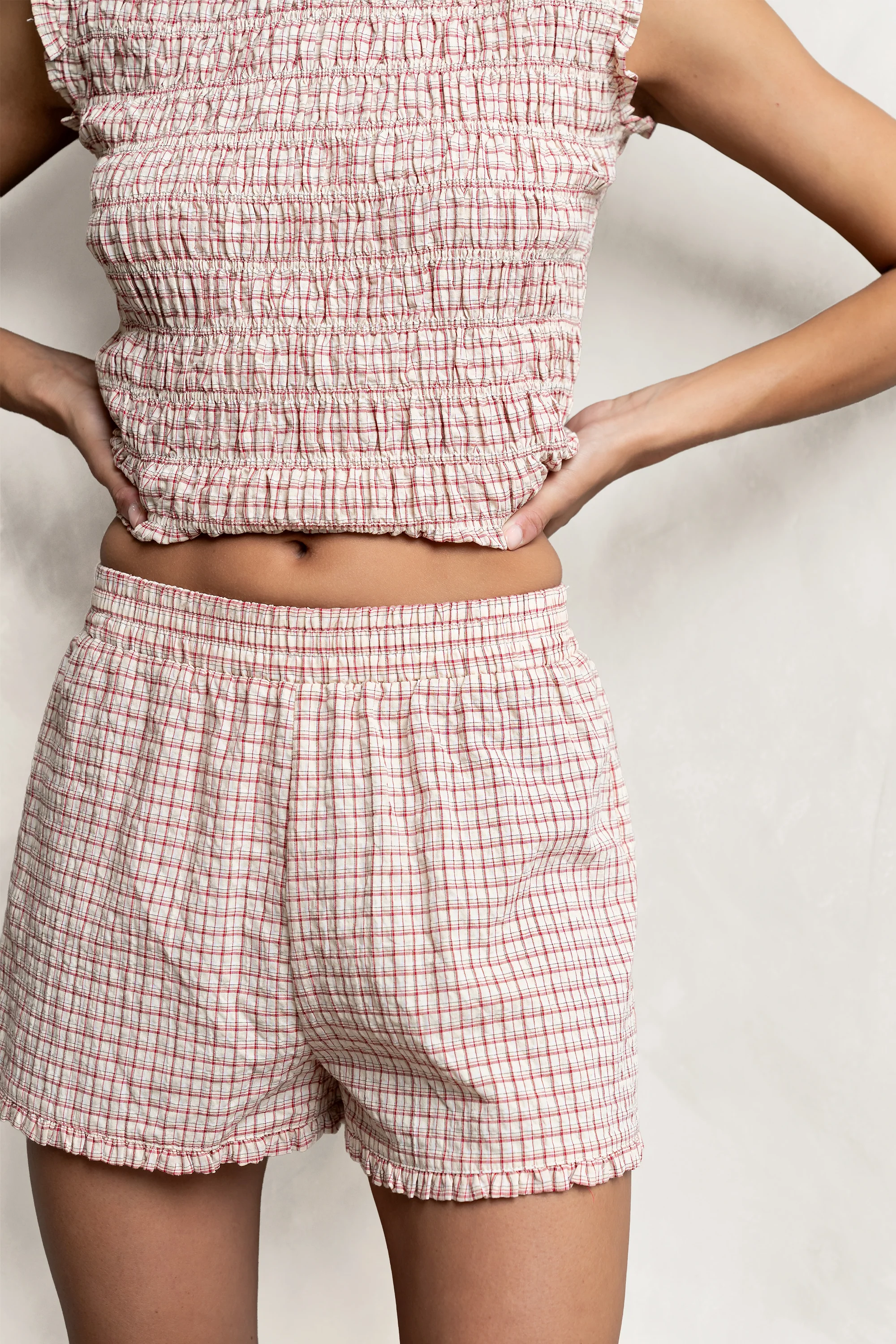 Mailee Plaid Shorts in Red