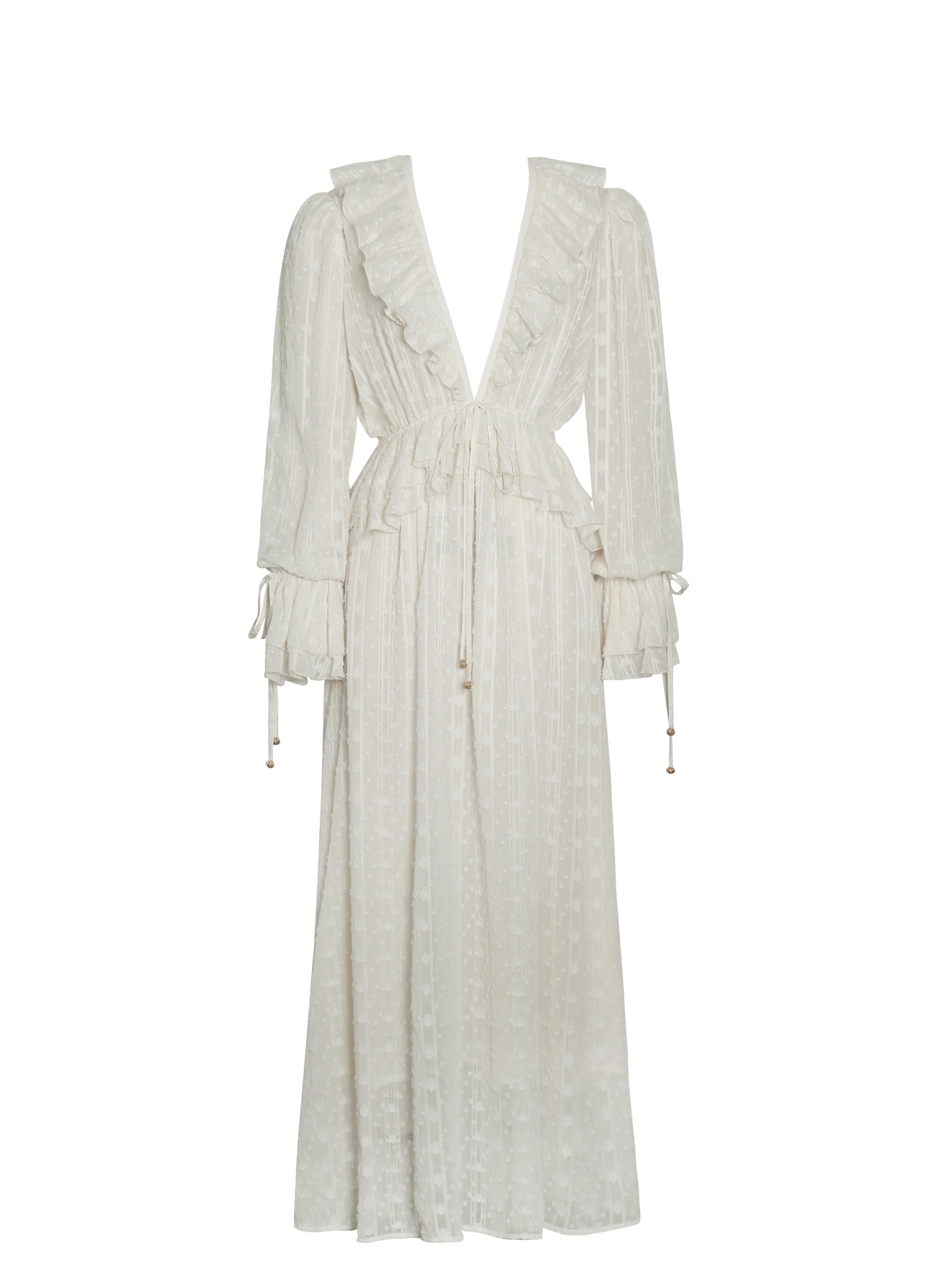 Safiya Jacquard Chiffon Long Sleeve Maxi Dress - FASHION NOB