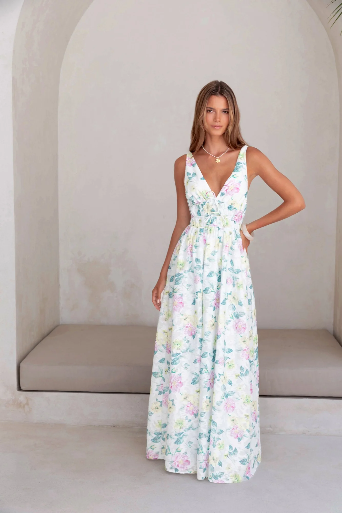 Peach Passion Maxi Dress White - luluinthesky