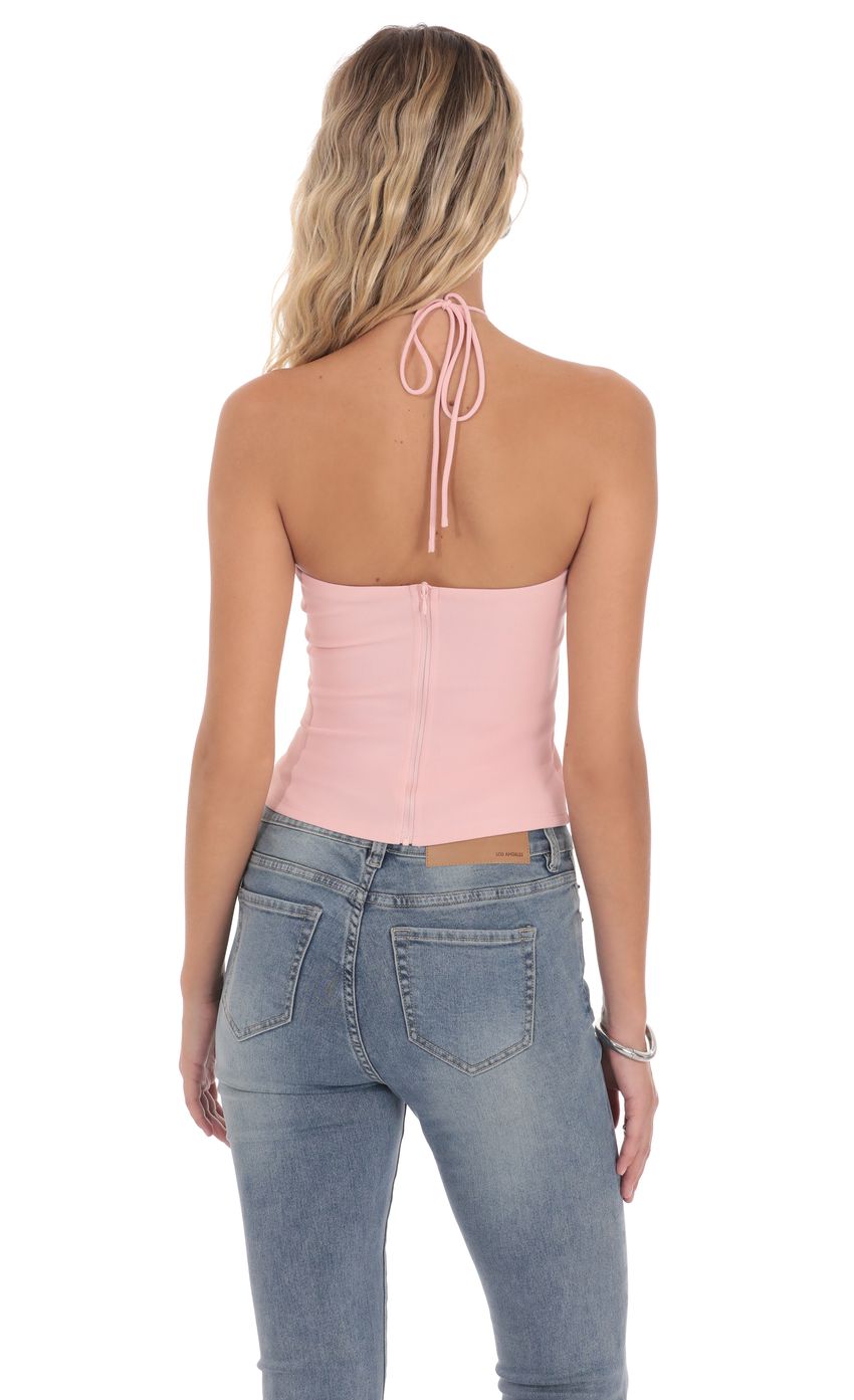 Rhinestone Rosette Top in Pink