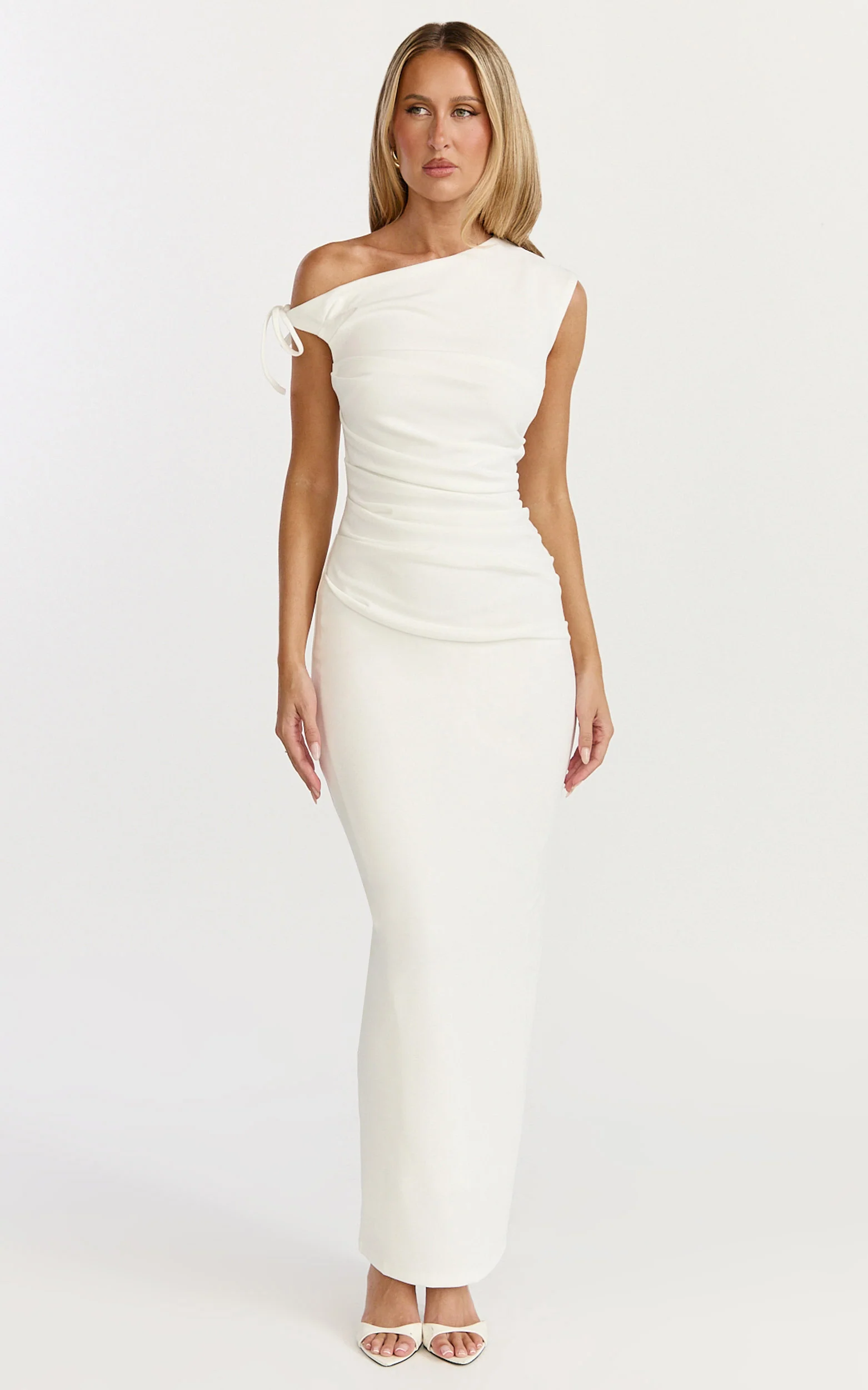 Belle Maxi Dress - Tie Shoulder Detail Dress in White