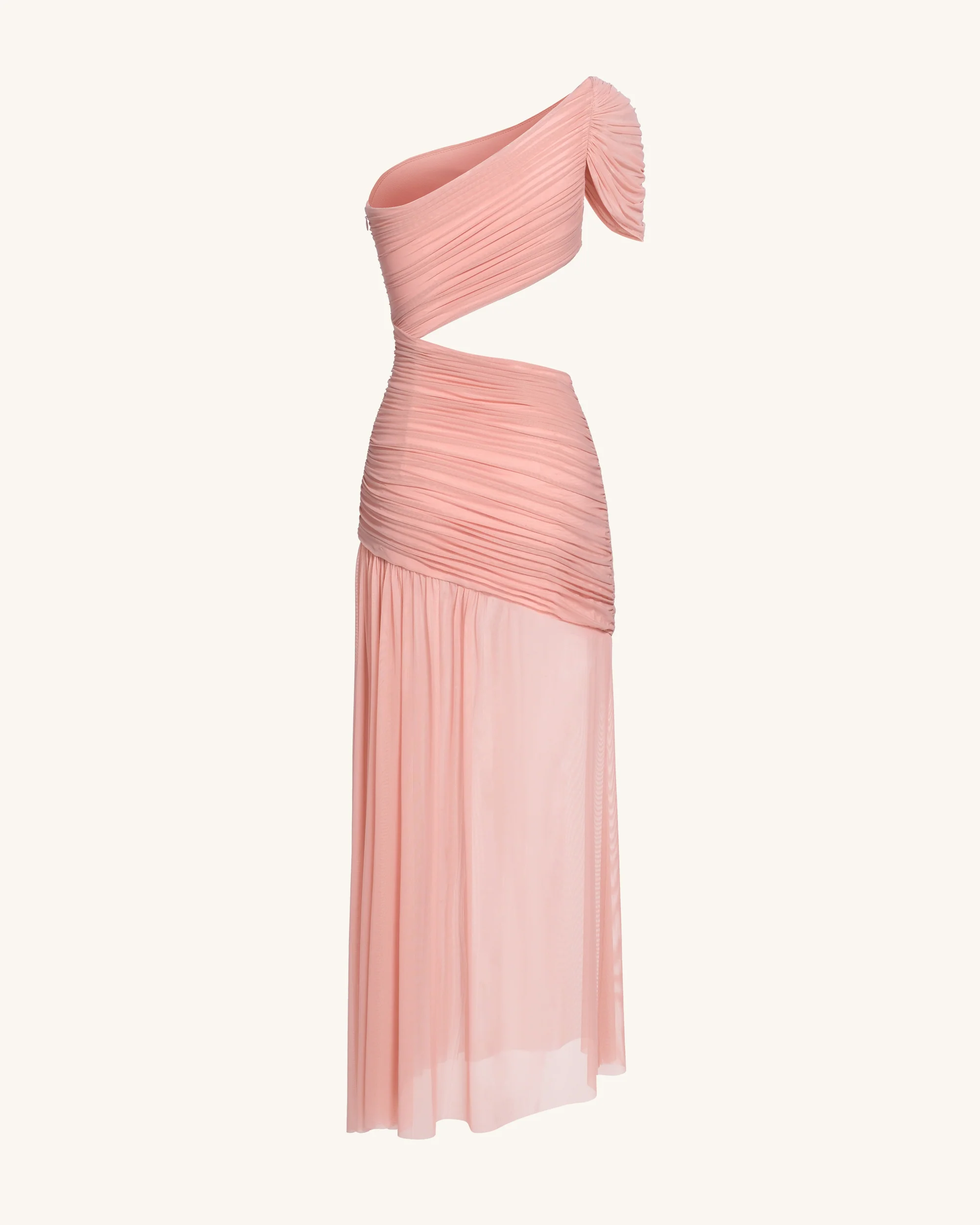 Mia Pleated Mesh Dress - Blush - FASHION NOB