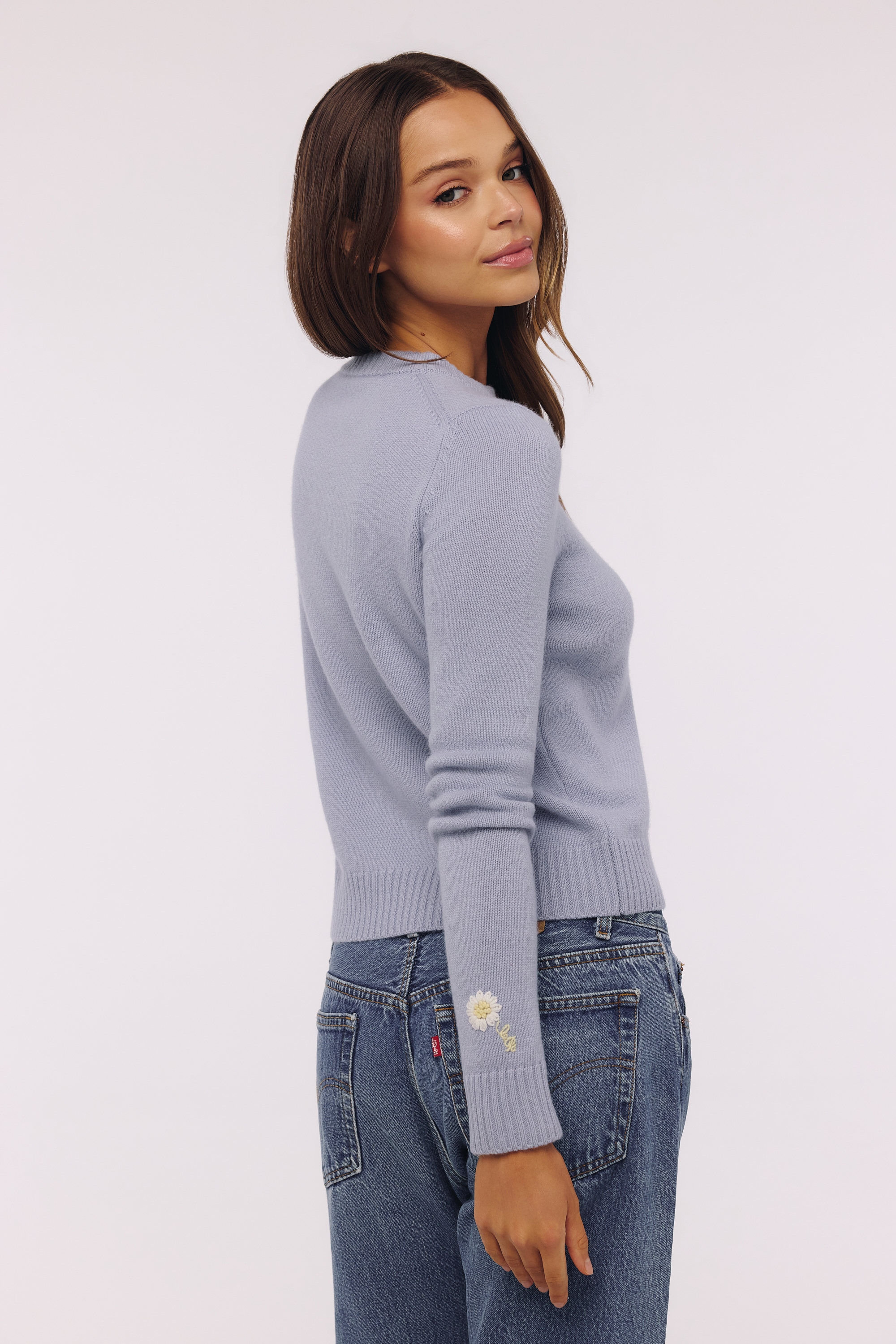 Bluebell Merino Wool + Cashmere Crew Neck Sweater