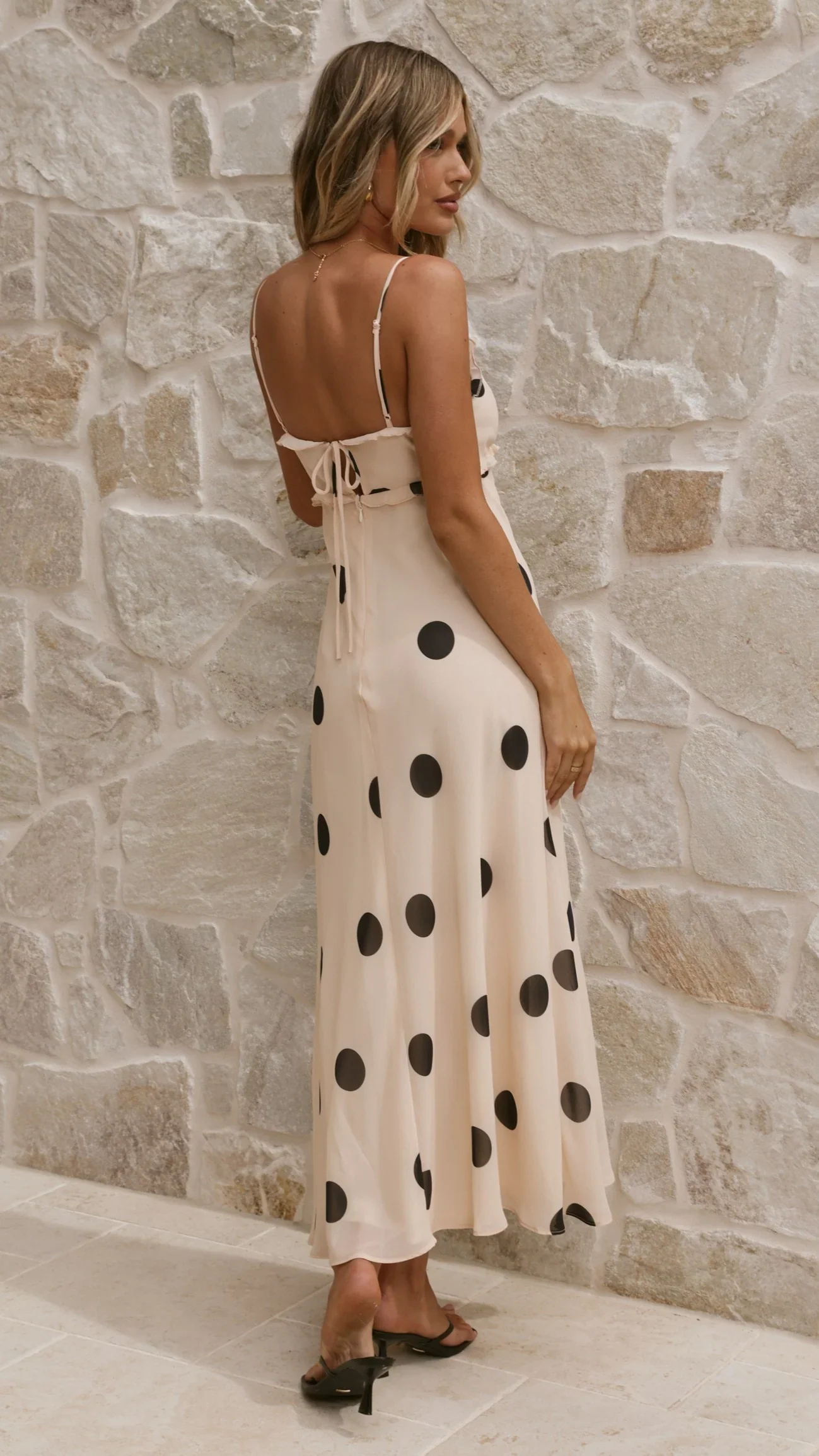 Jianna Maxi Dress - Cream/Black Polka Dot