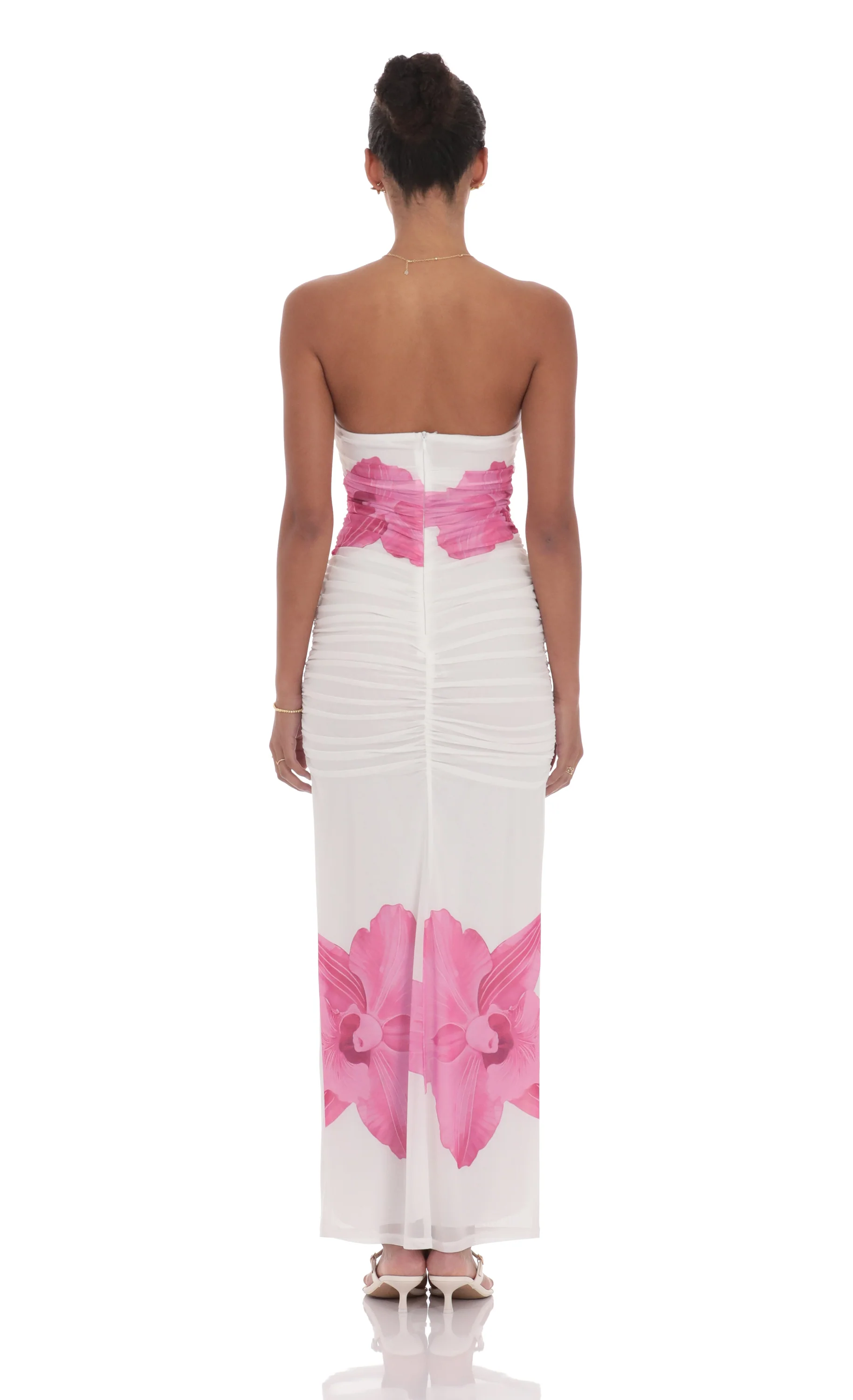 Embellished Floral Bodycon Maxi Dress in White