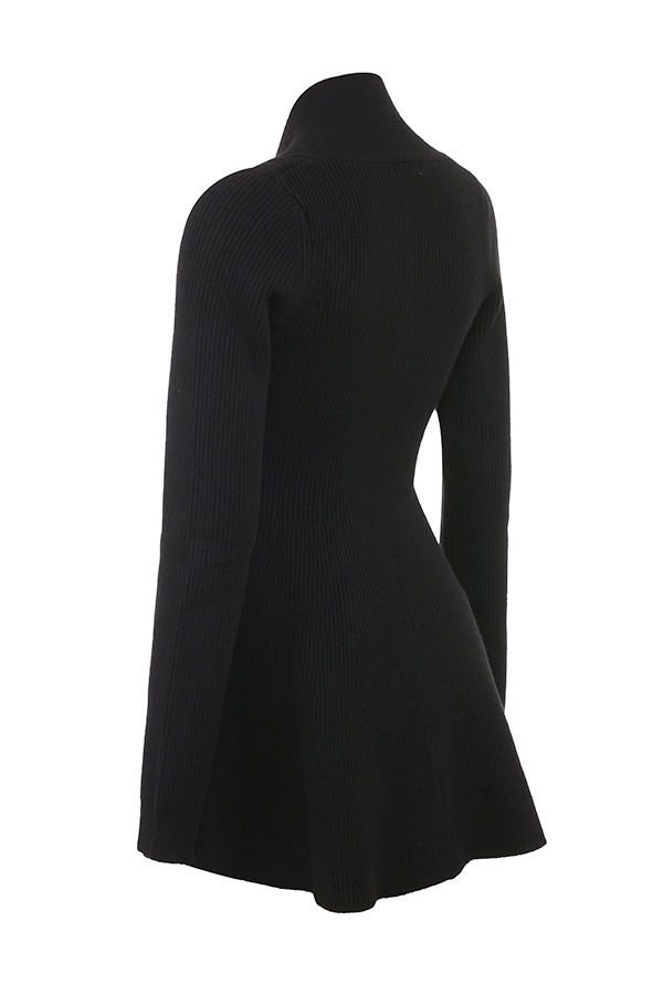 Black Wool Knitted Cardigan Dress