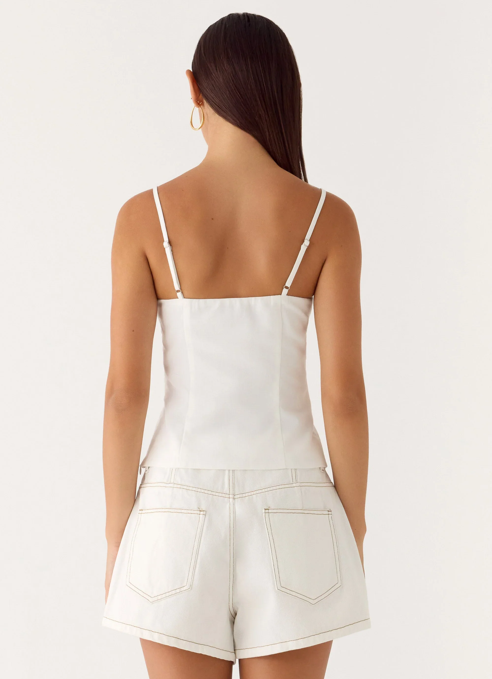 Owen A-Line Denim Shorts - White