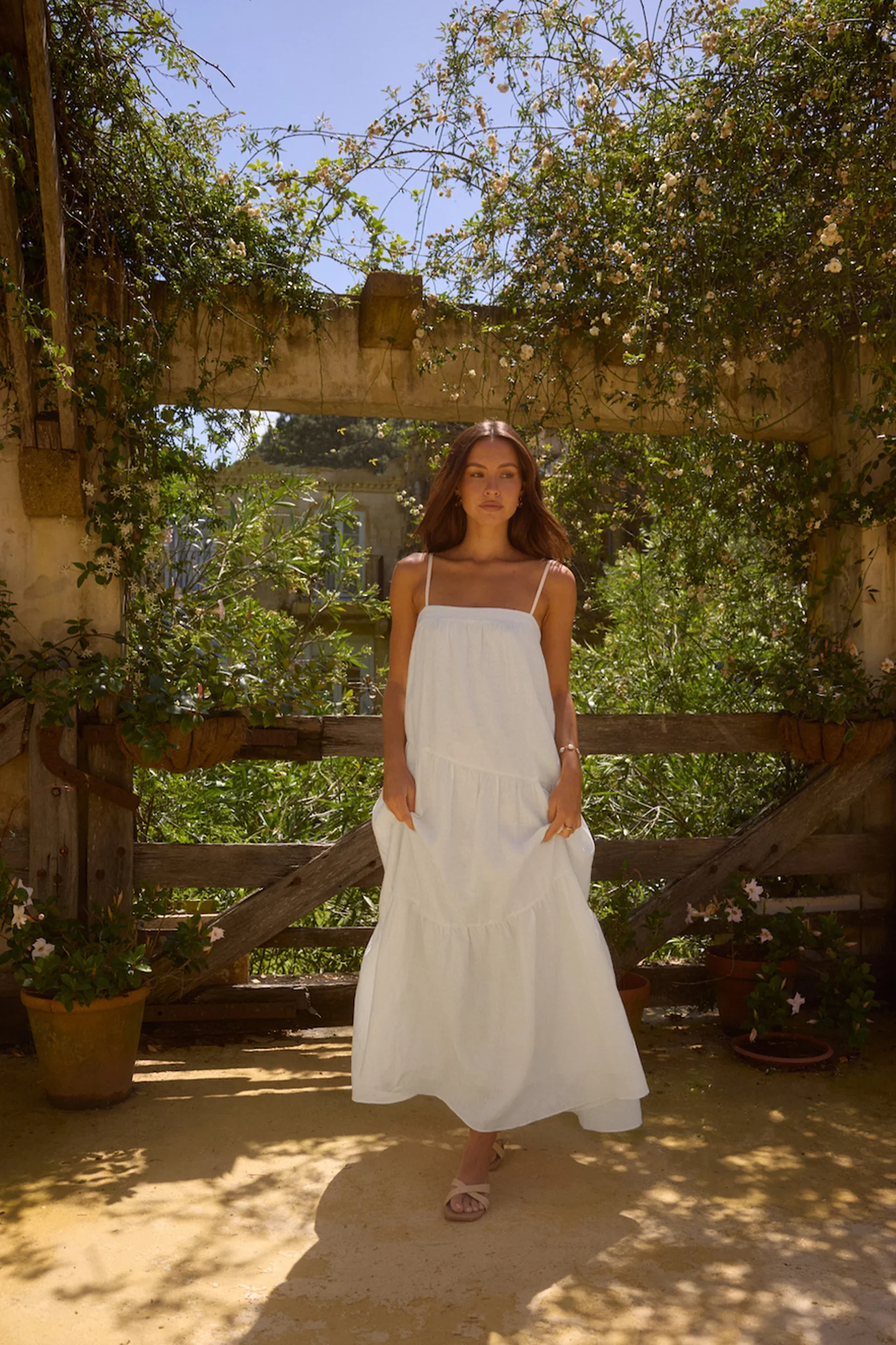 Liliana 100% Linen Maxi Dress White - luluinthesky