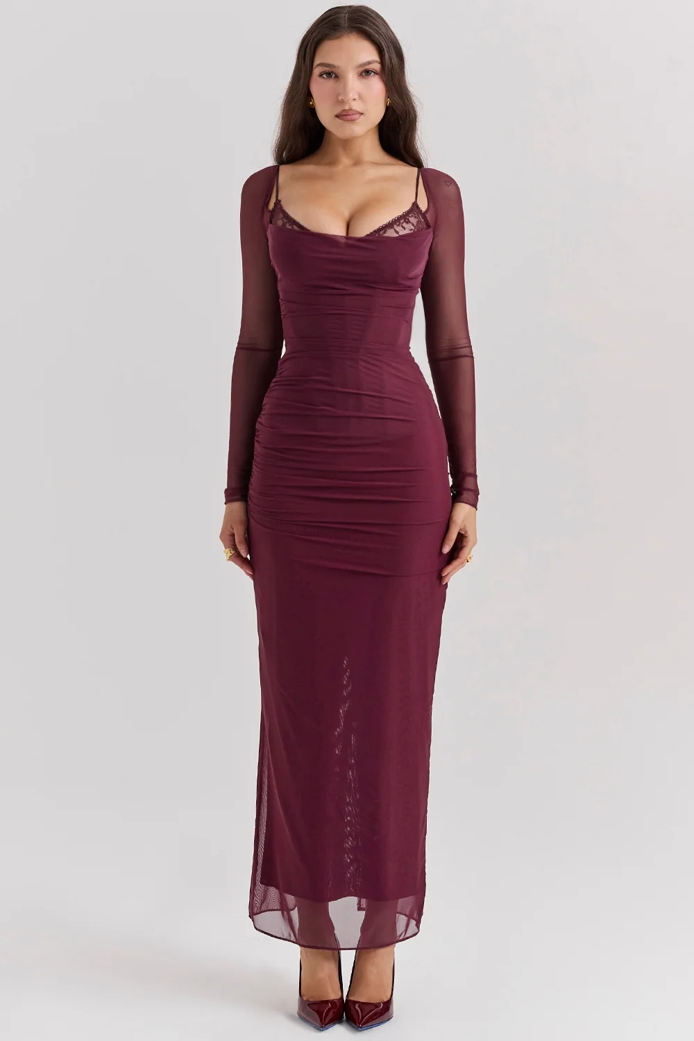 wine maxi dress