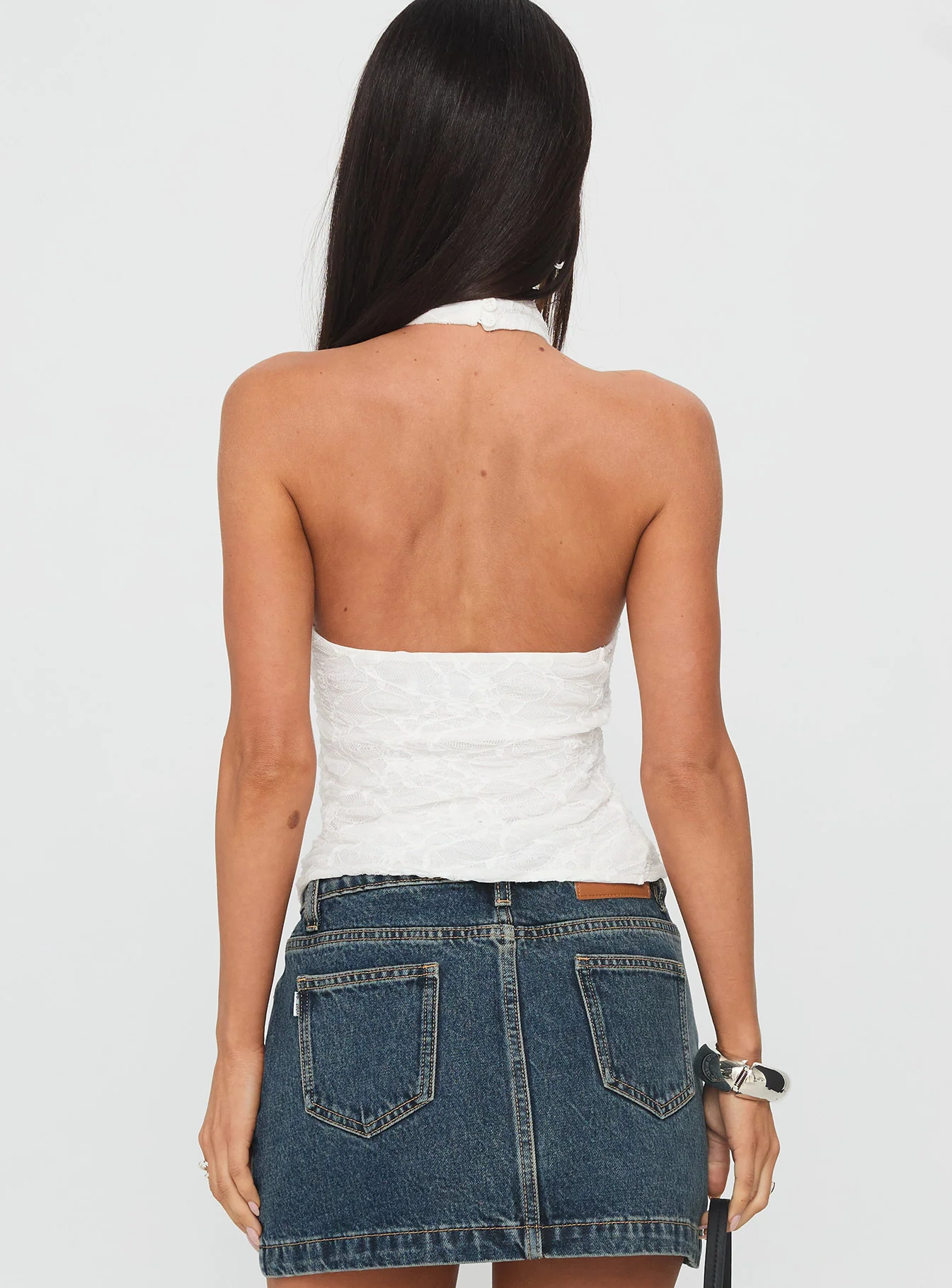 Hotter Than Fire Lace Halter Top White