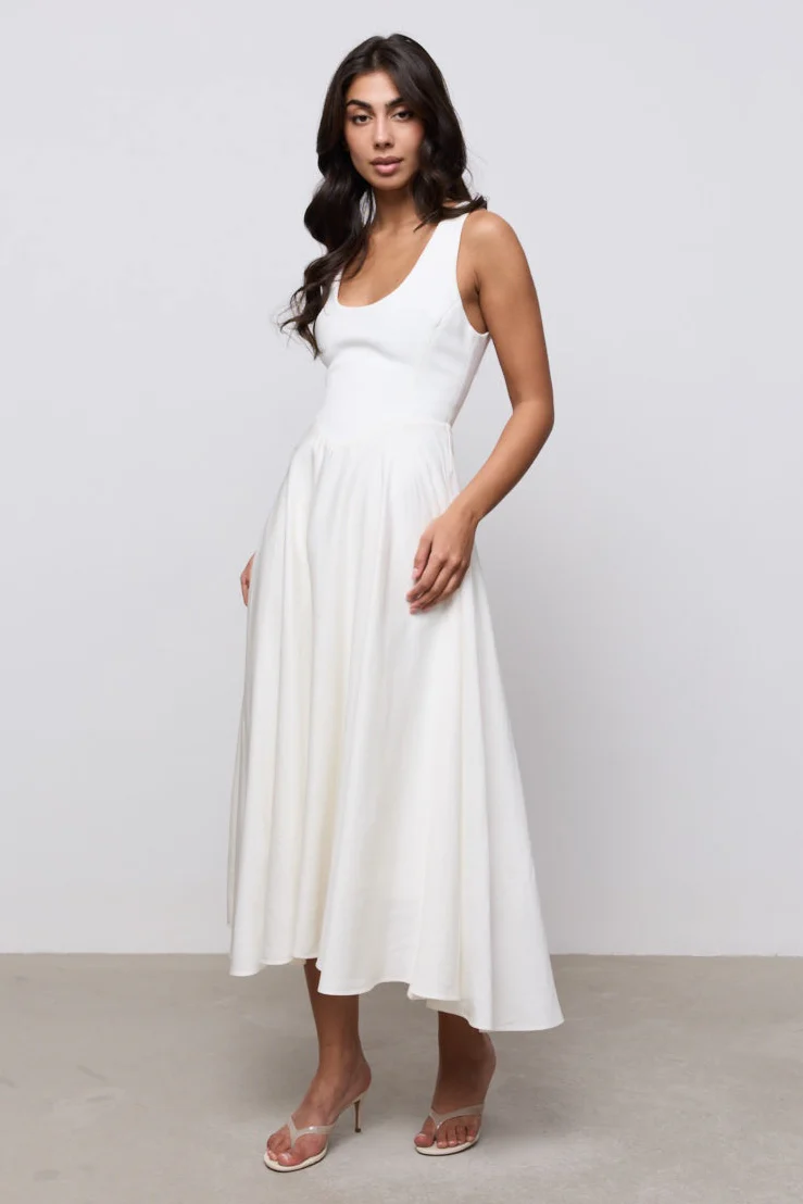 Linen Mix Midi Dress