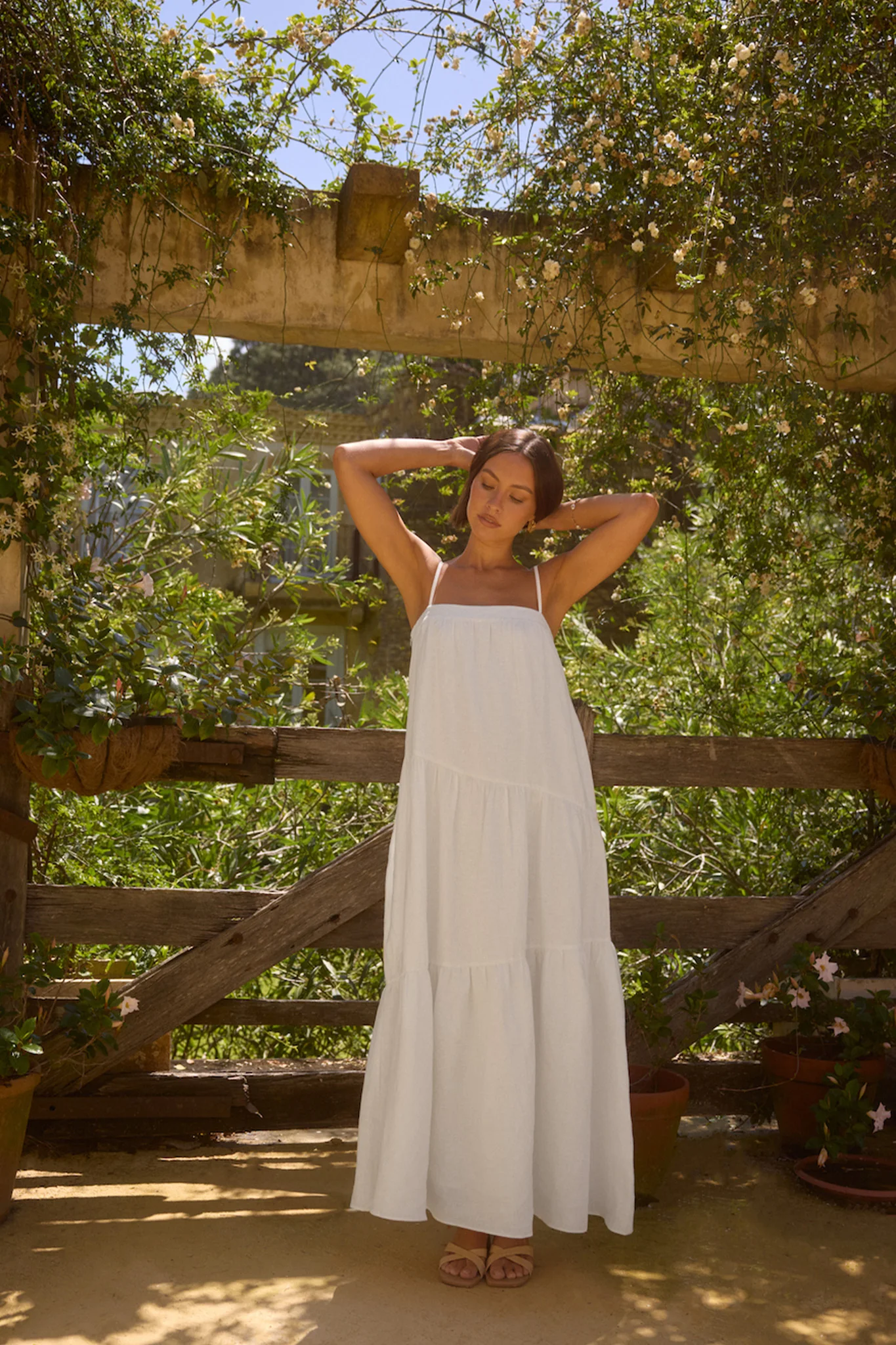 Liliana 100% Linen Maxi Dress White - luluinthesky