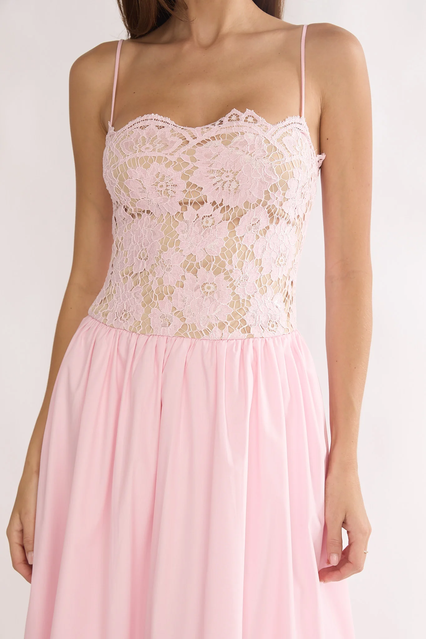 She's A Lady Lace Bodice Maxi Dress Pink - luluinthesky