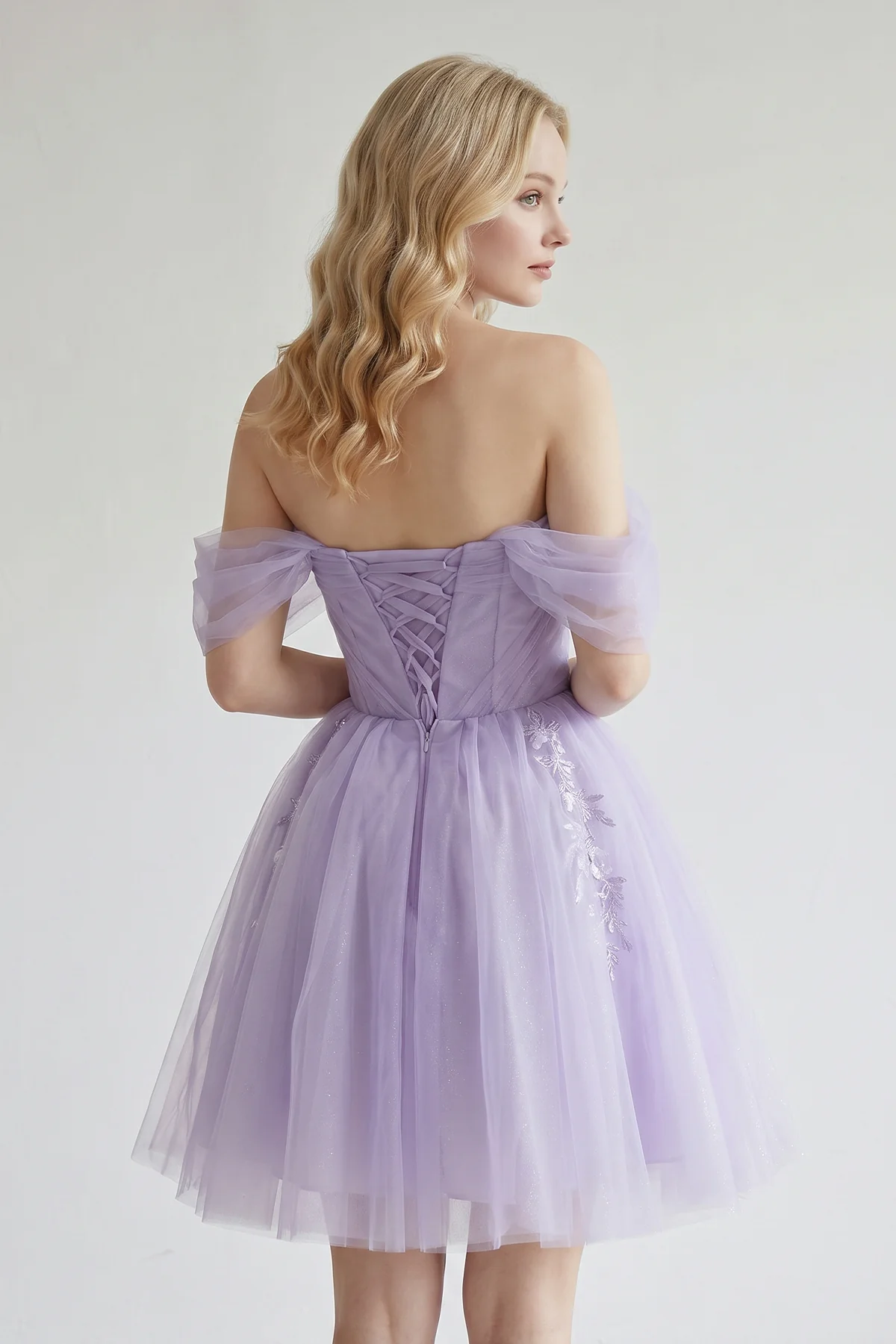 Fairy-tale Tulle Beaded Off-the-Shoulder Lace-Up Back A-Line Party Dress