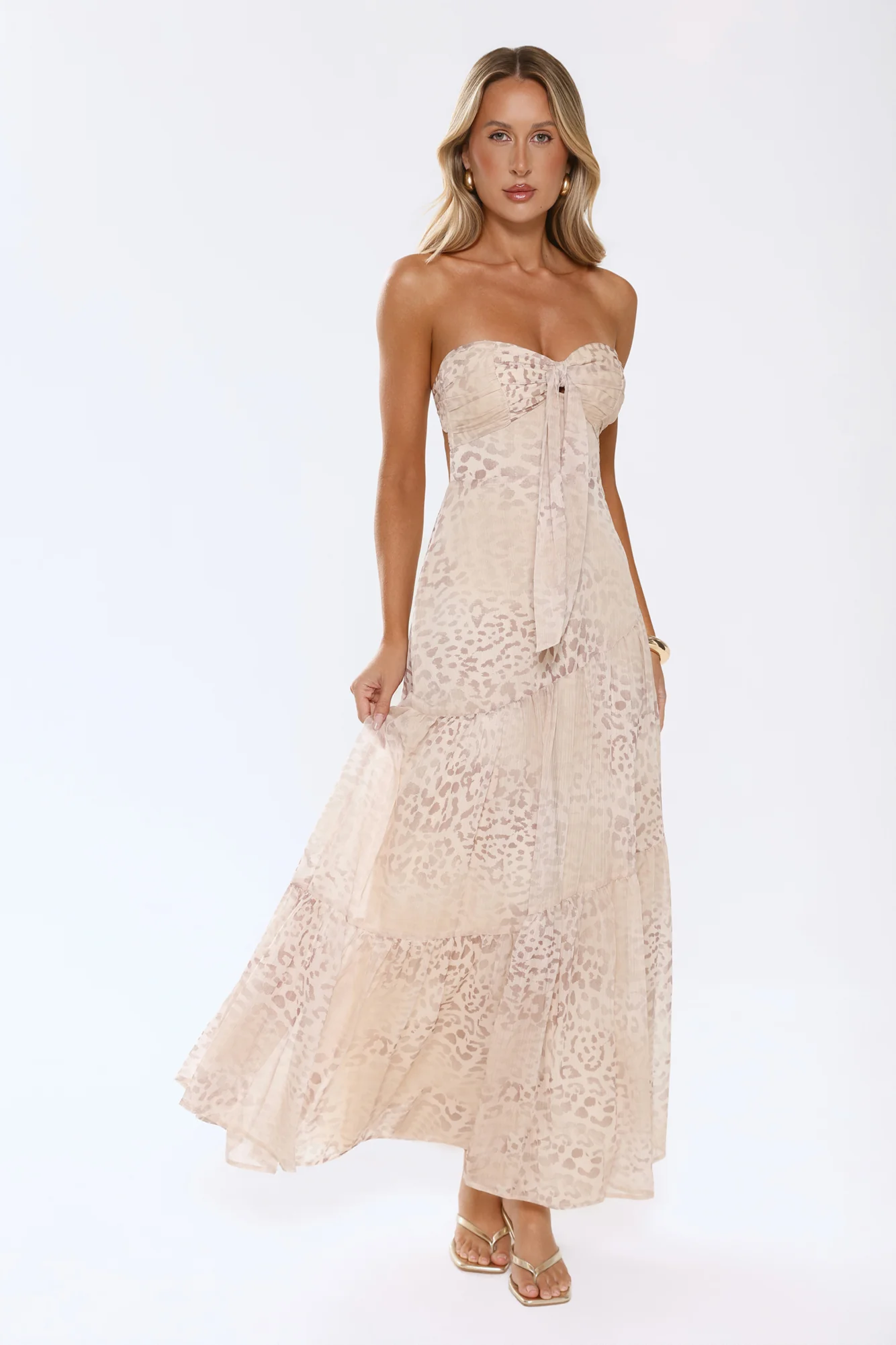 Cloud Leopard Strapless Maxi Dress Leopard