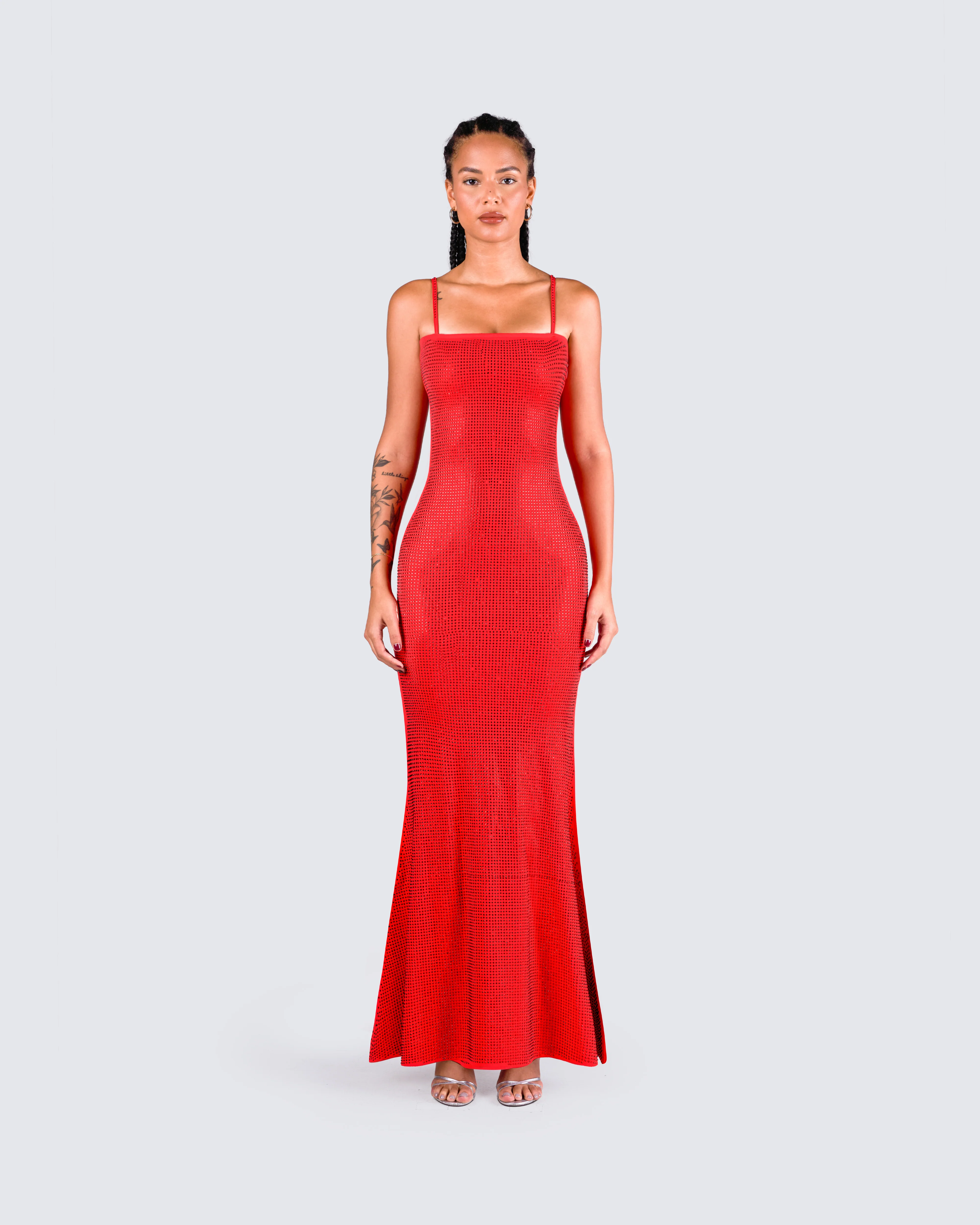 Numa Red Rhinestone Gown