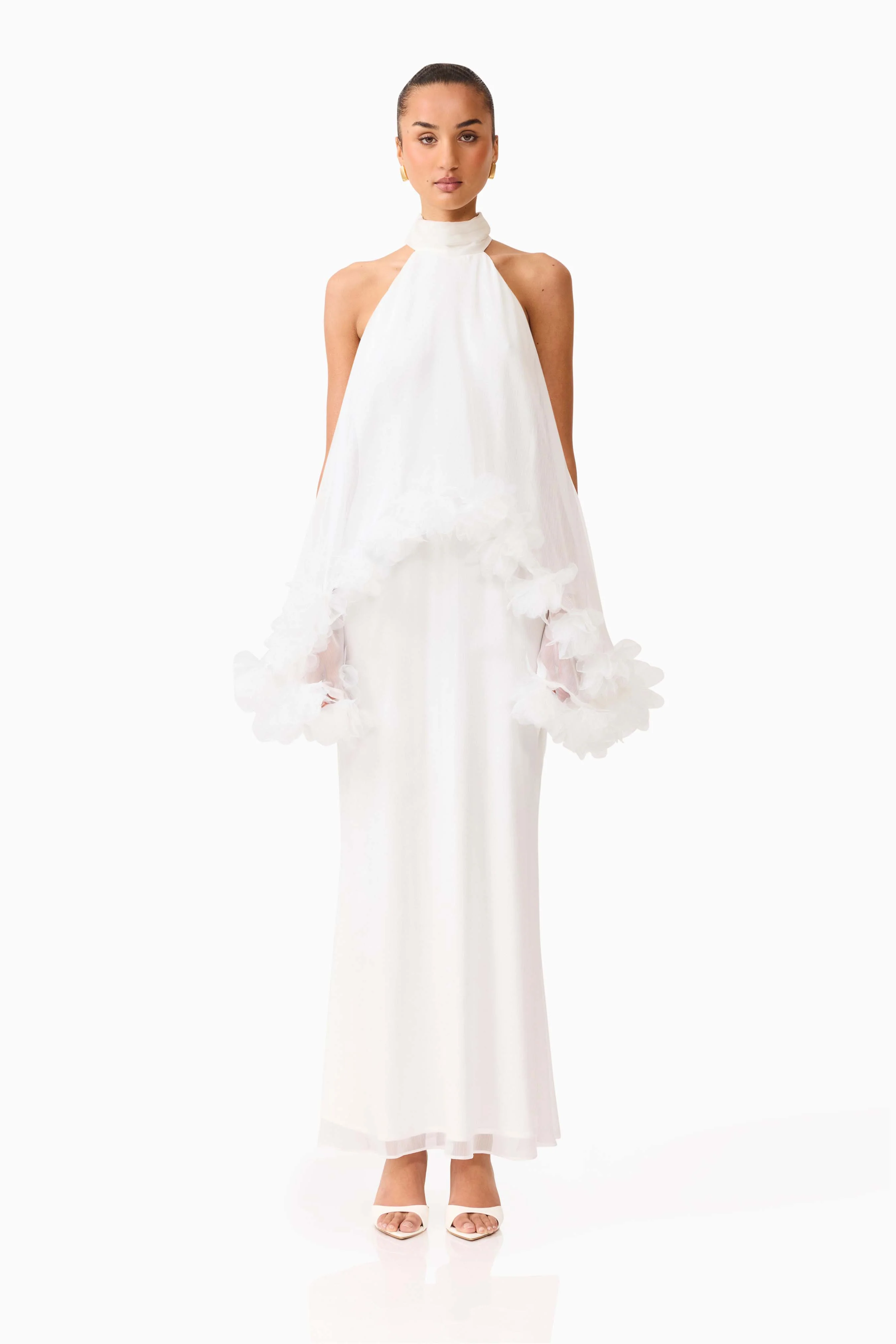 Poppy Cape Gown in White