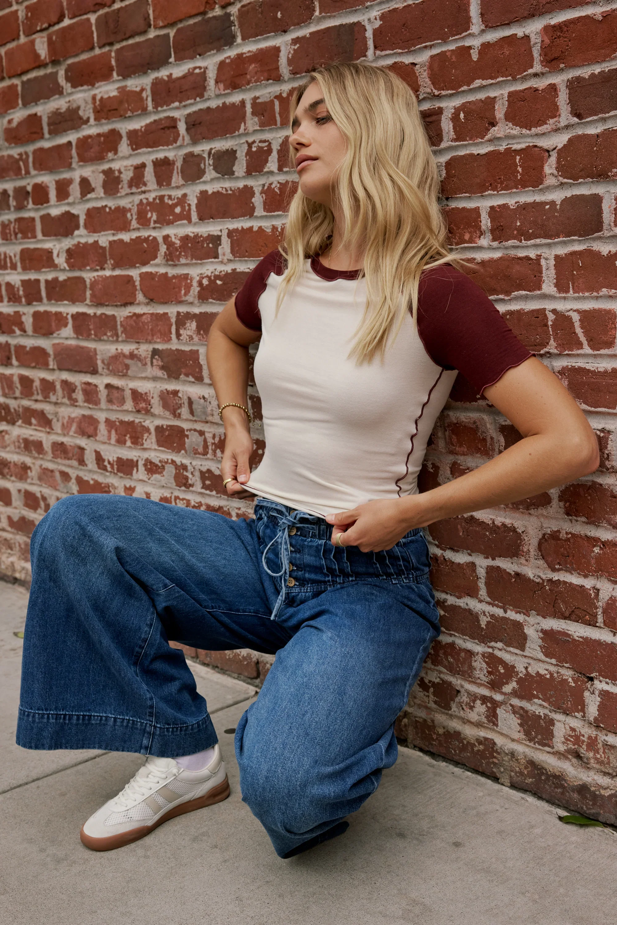 Serra Contrast Top in Burgundy