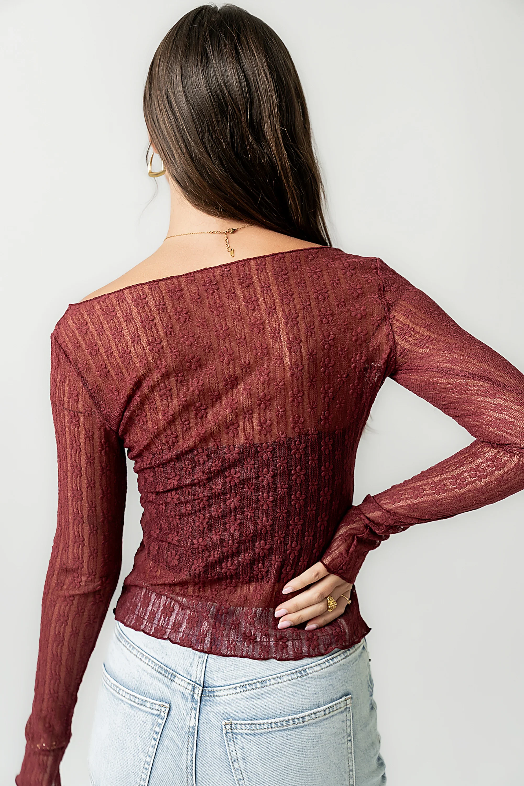 Rachel Lace Top in Burgundy