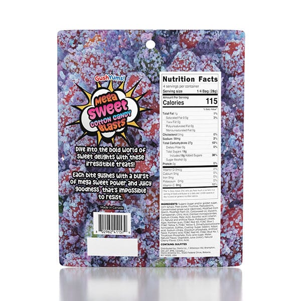 GushYums Mega Sweet Cotton Candy Blasts Gushing Gummy Candy (4oz)