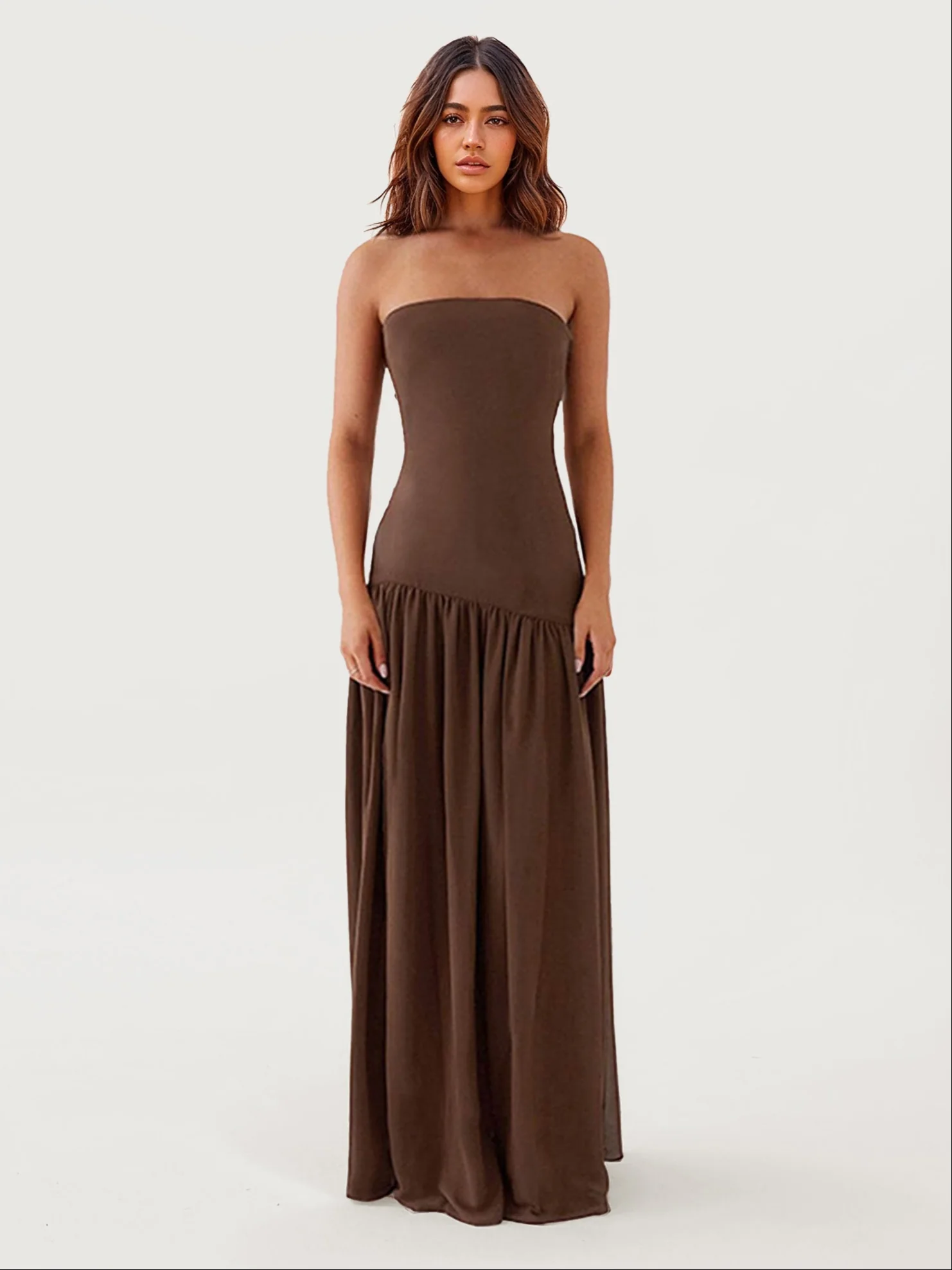 Strapless Ruffle Maxi Dress