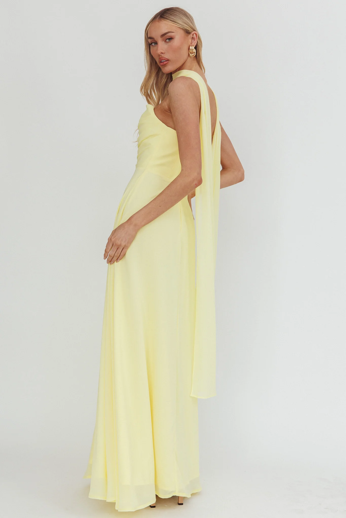 Kaycee Strapless Scarf Maxi Dress Yellow