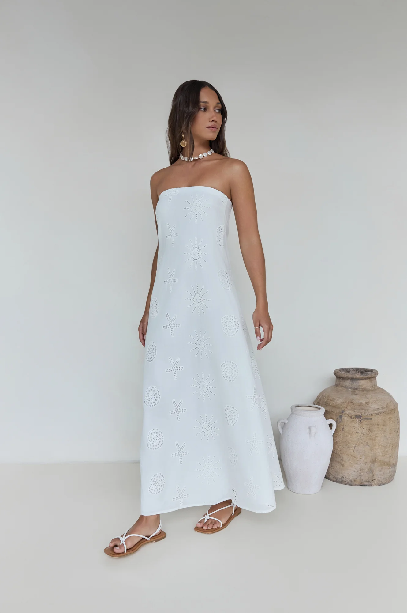 Heart To Heart Strapless Maxi Dress White - luluinthesky