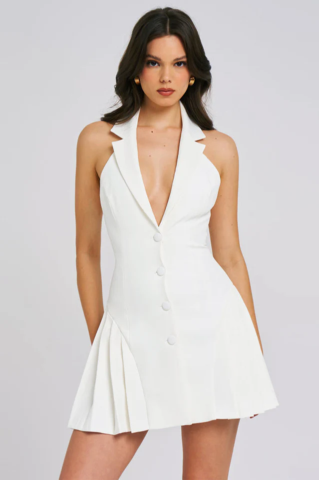 Reyna Backless Pleated Mini Dress