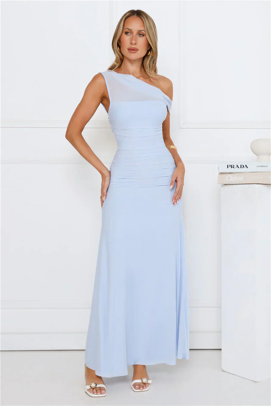 Bloom Baby Off Shoulder Maxi Dress Blue