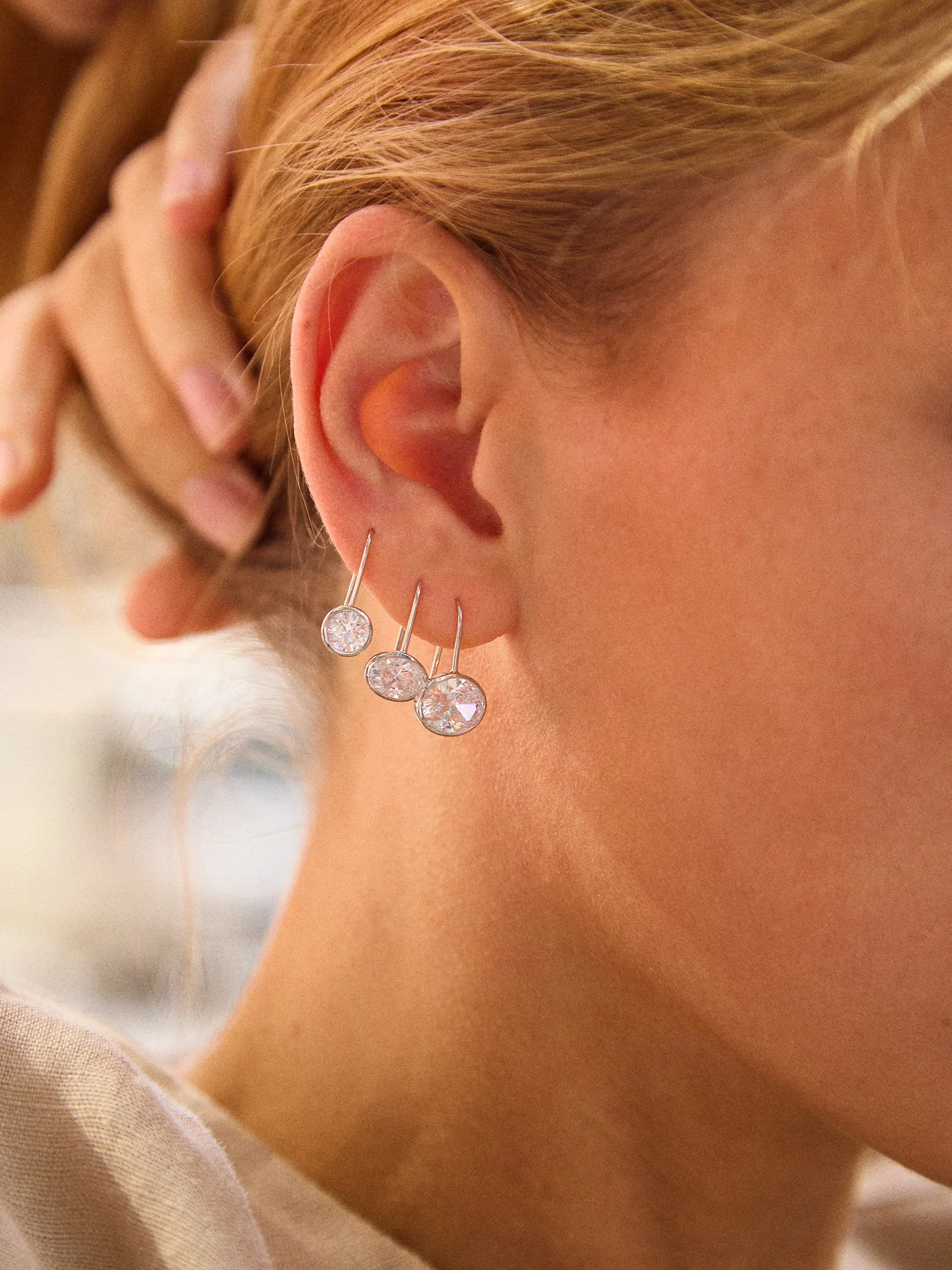 Fallon Sterling Silver Bezel Earrings - Silver