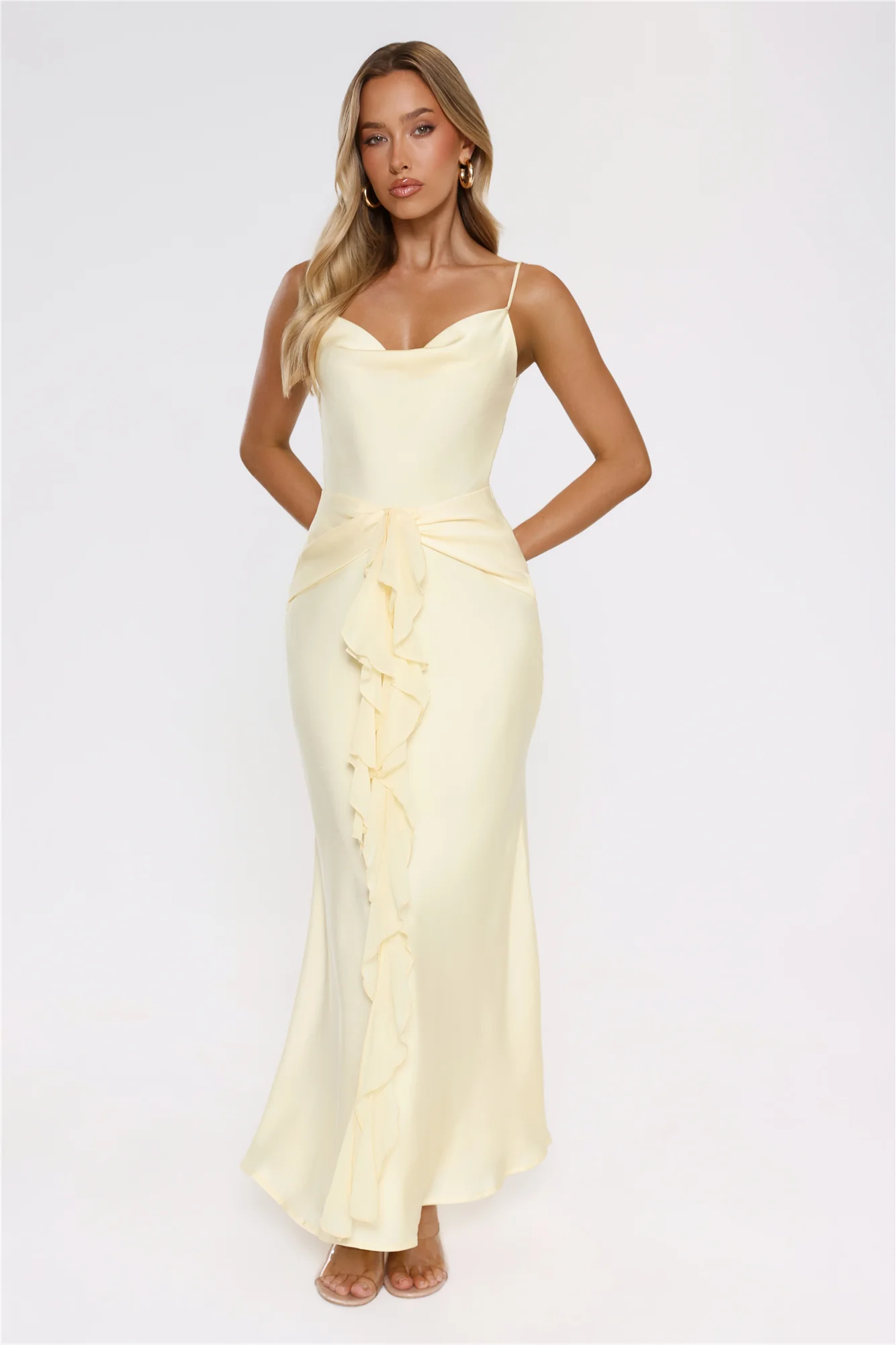 Smiling Sunrays Satin Maxi Dress Yellow