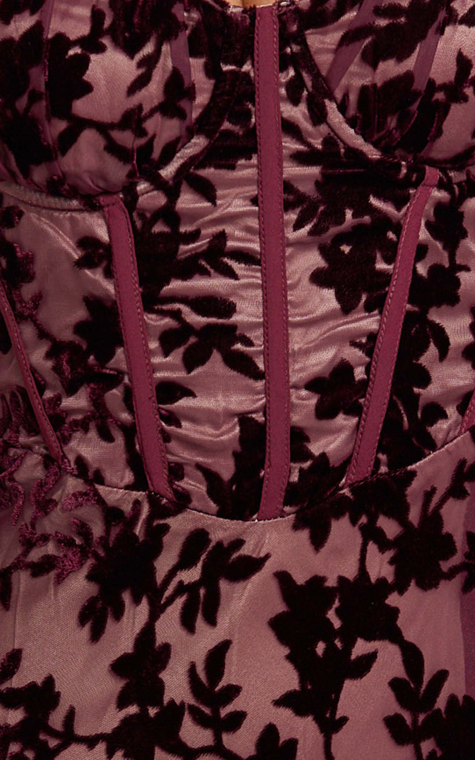 Violeta Maxi Dress - Corset Front Burnout Dress in Wine